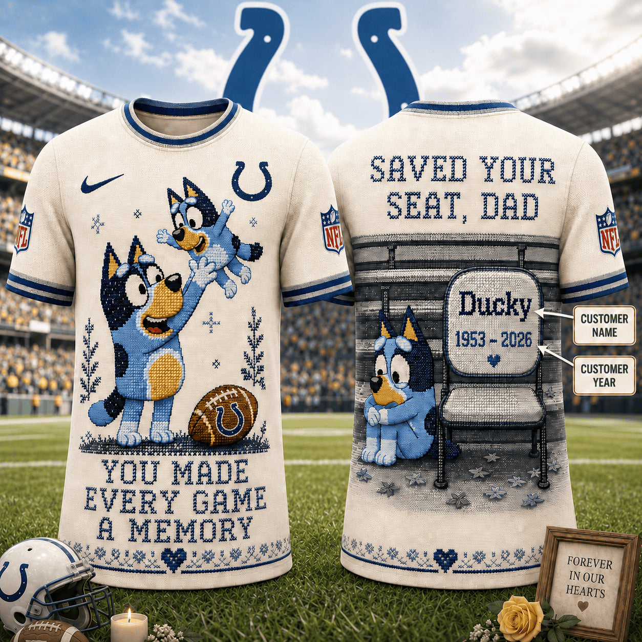 PREMIUM NFL X IC Custom Premium NFL 3D Faux-Stitch Dad Memorial Shirt NDT NTN 220526