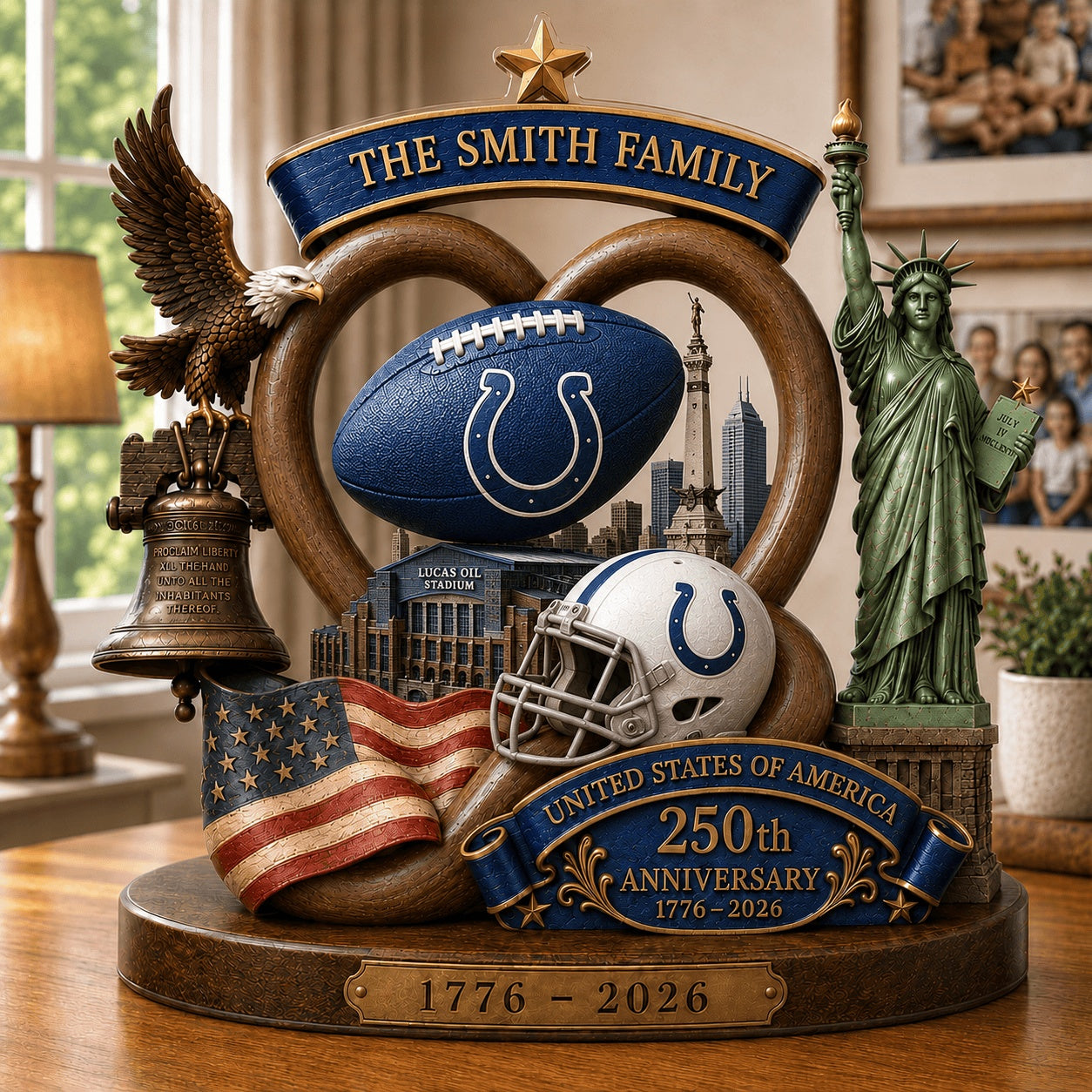 PREMIUM NFL X IND Team Mix 250th Anniversary Acrylic Block Plaque Custom Name 120626