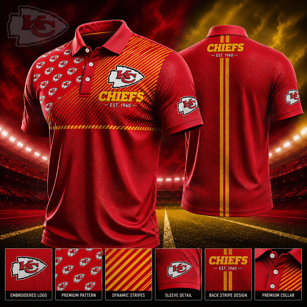 PREMIUM NFL X KC GAMEDAY LUXURY POLO SHIRT 190626