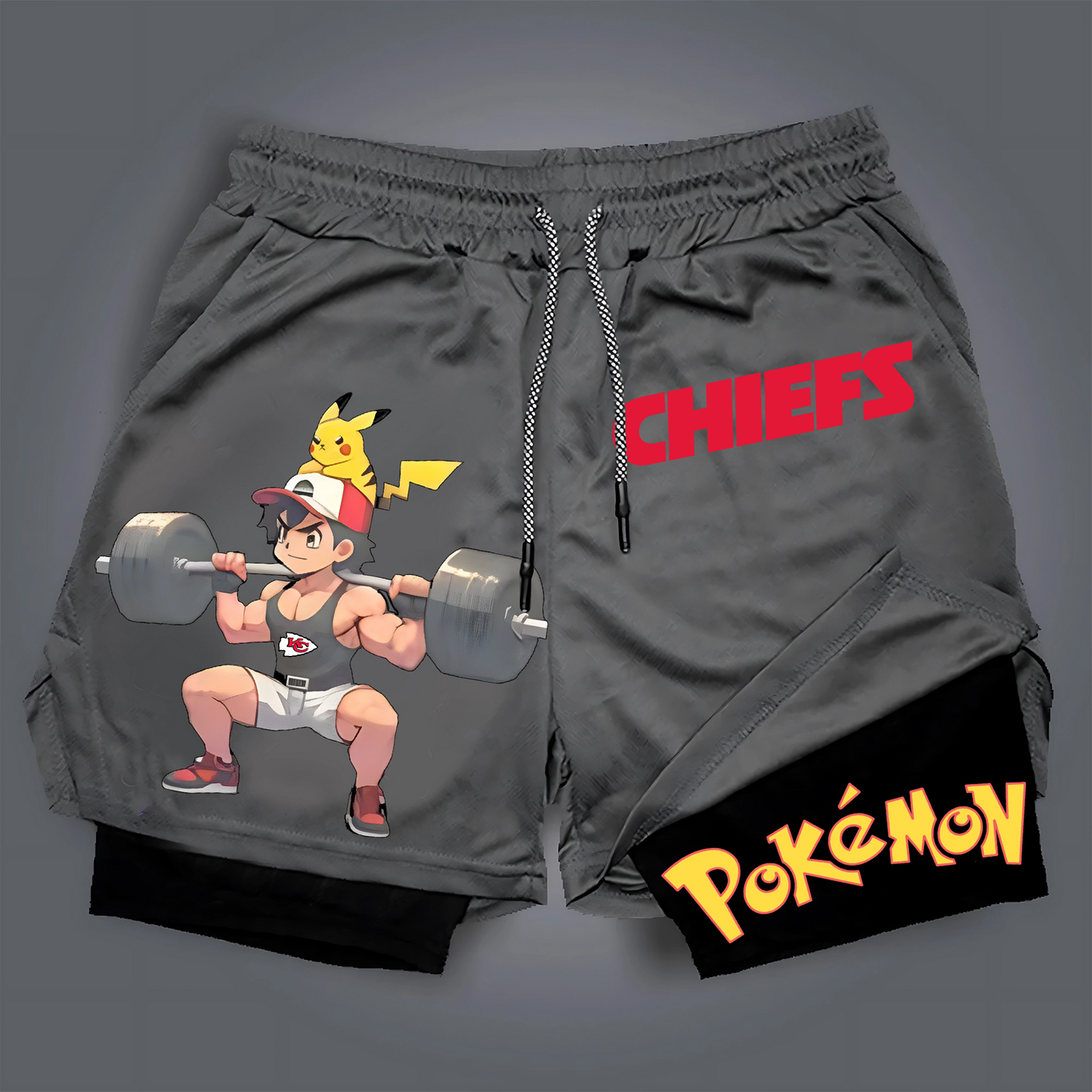 PREMIUM NFL X KCC Casual Pokemon Streetwear Double Layer Shorts NDT TDT125