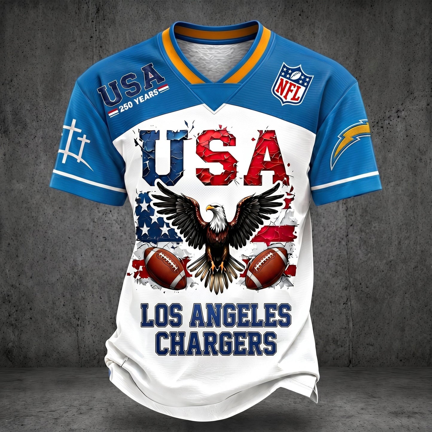 PREMIUM NFL X LAC 250TH anniversary LUXURY V-Neck T- Shirt 130626
