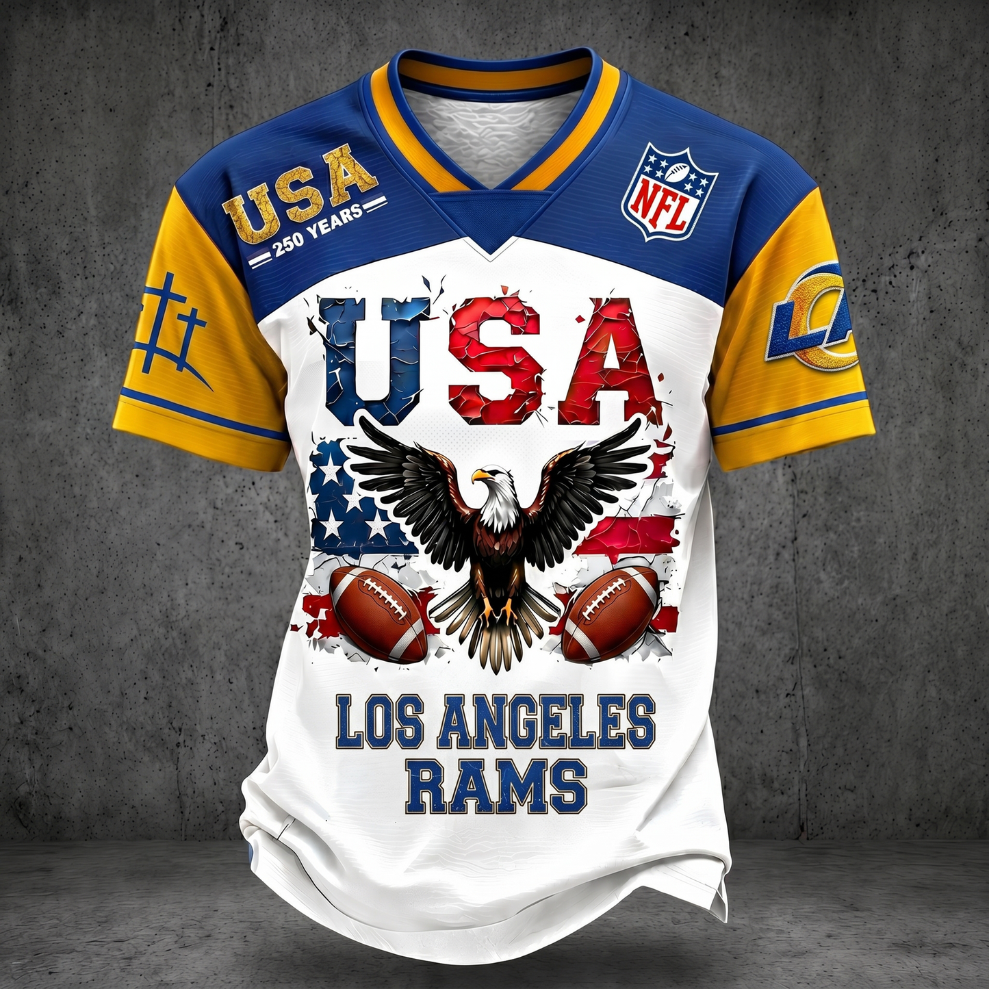 PREMIUM NFL X LAR 250TH anniversary LUXURY V-Neck T- Shirt 130626
