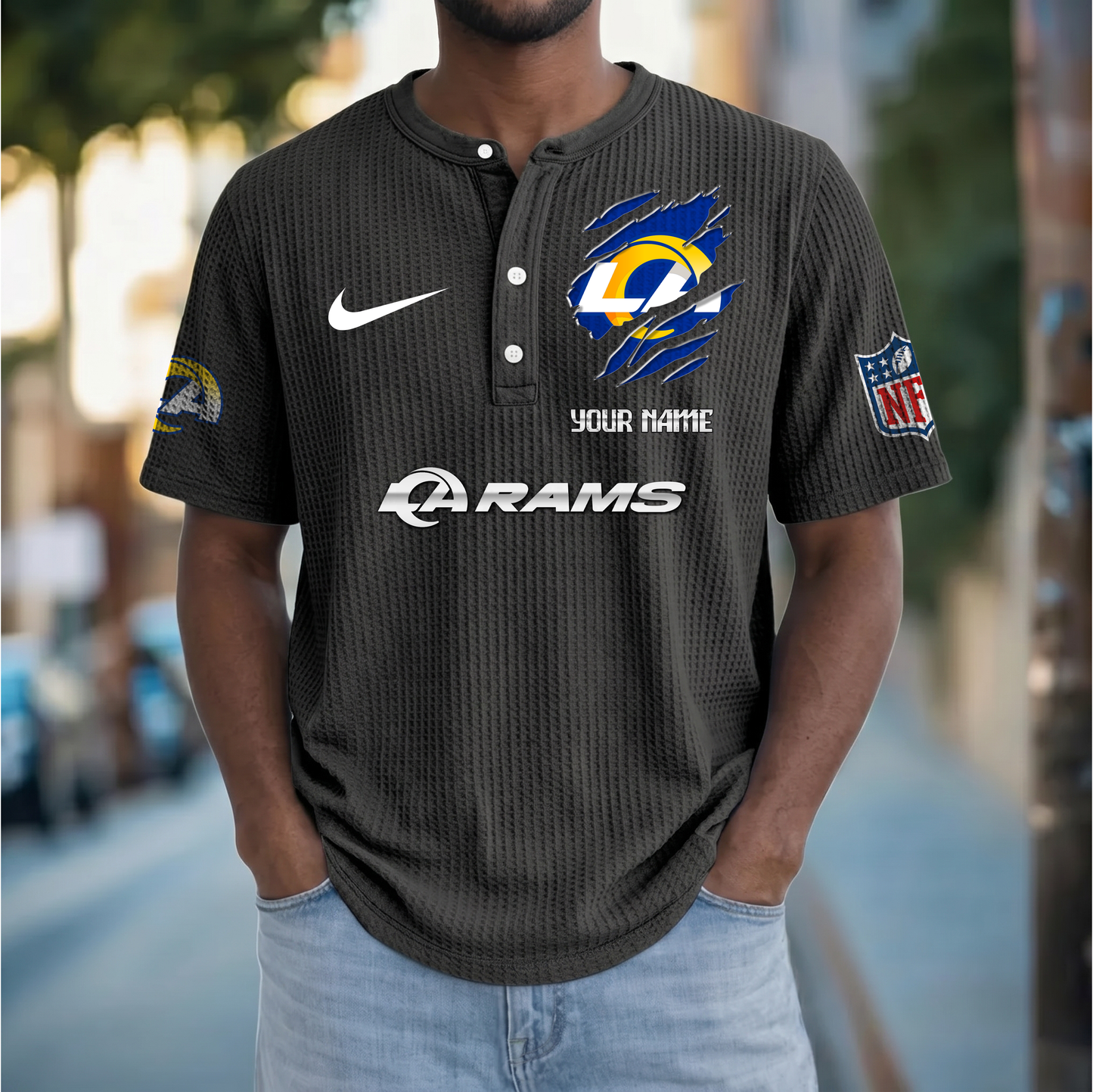 PREMIUM NFL X LAR Crew neck button Henry Shirt Limited Editions NDT VHM 230426