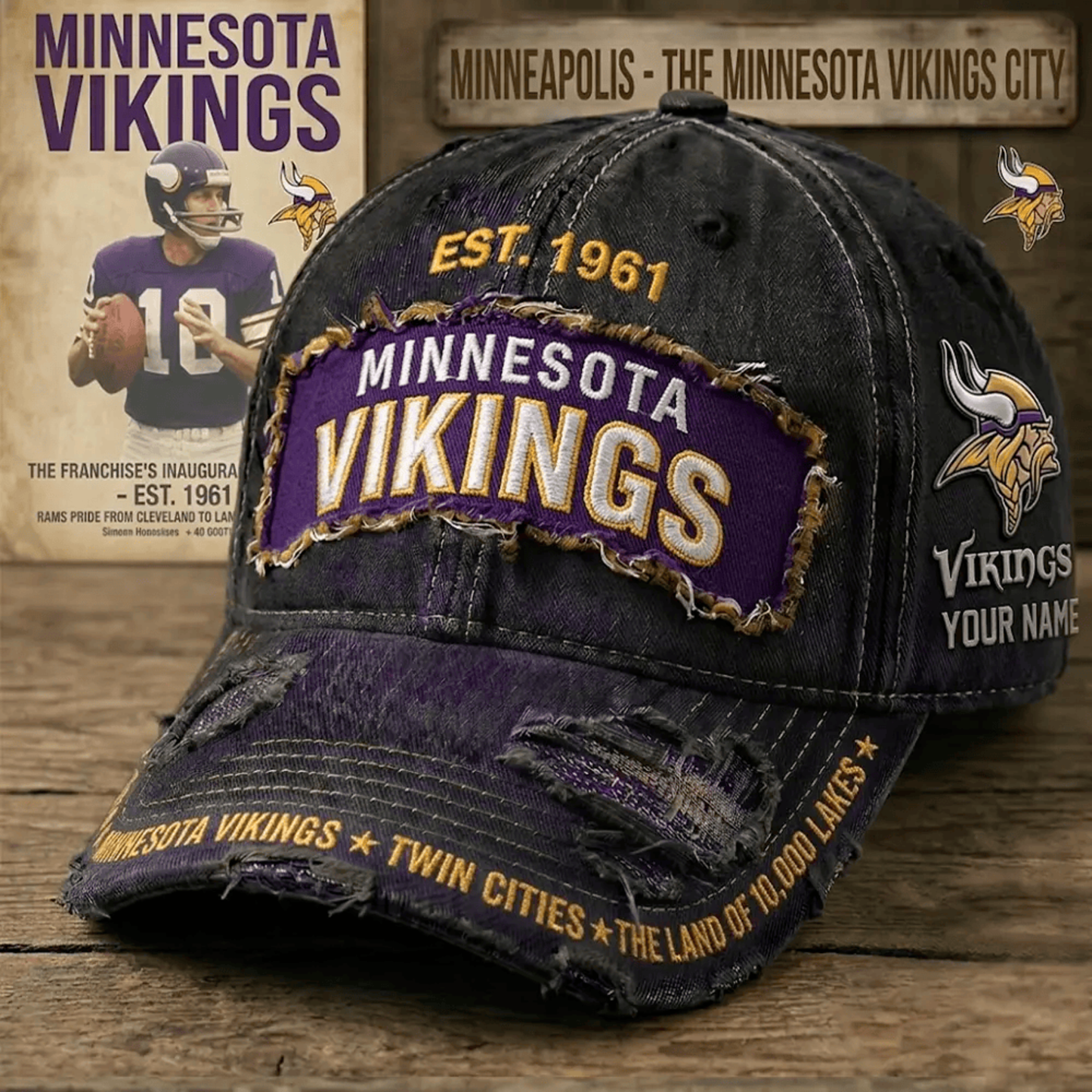 PREMIUM NFL X MIN Denim Washed Custom Name HAT NDT NHM 050526