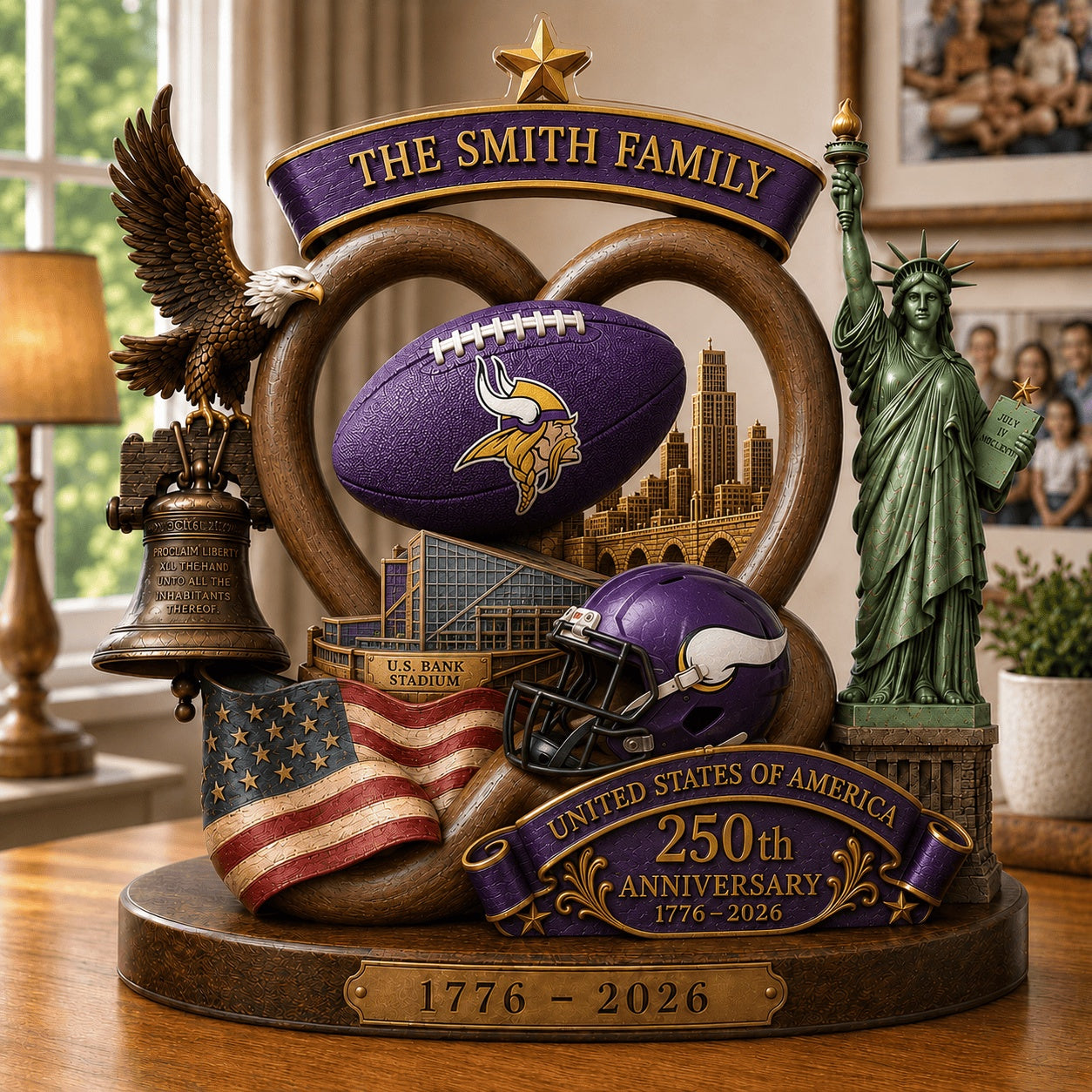 PREMIUM NFL X MIN Team Mix 250th Anniversary Acrylic Block Plaque Custom Name 120626