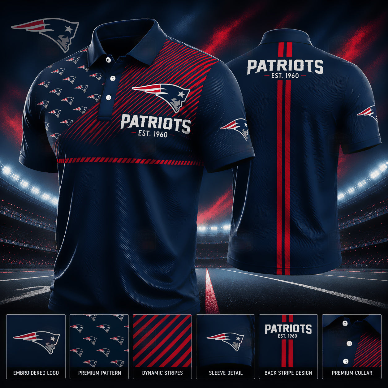 PREMIUM NFL X NE GAMEDAY LUXURY POLO SHIRT 190626