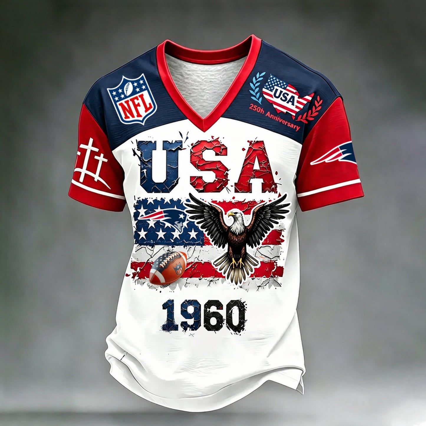 PREMIUM NFL X NE LUXURY V-Neck T- Shirt V3 130626