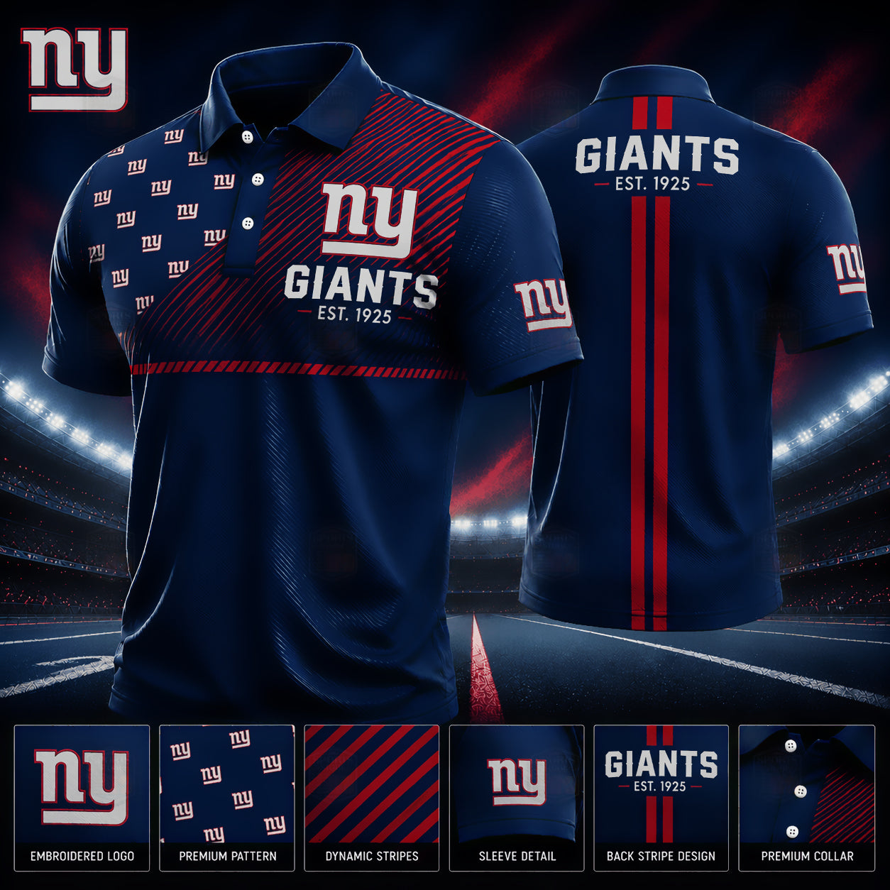 PREMIUM NFL X NYG GAMEDAY LUXURY POLO SHIRT 190626
