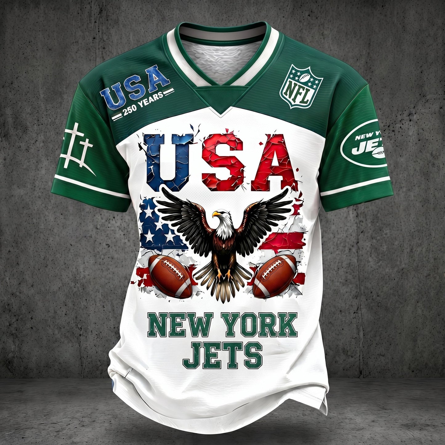 PREMIUM NFL X NYJ 250TH anniversary LUXURY V-Neck T- Shirt 130626