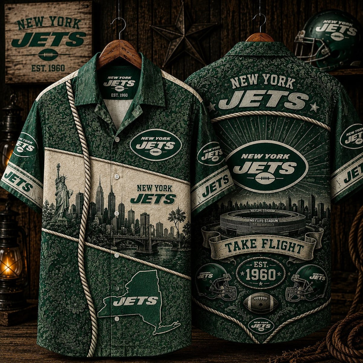 PREMIUM NFL X NYJ CLASSIC VINTAGE SILK SHIRT NDT VHM 220626