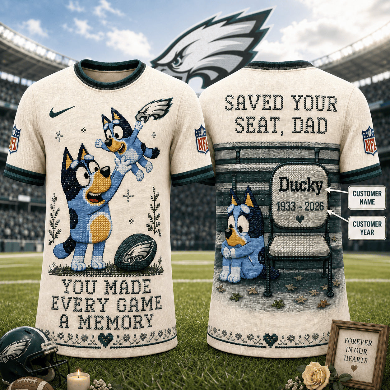 PREMIUM NFL X PE Custom Premium NFL 3D Faux-Stitch Dad Memorial Shirt NDT NTN 220526