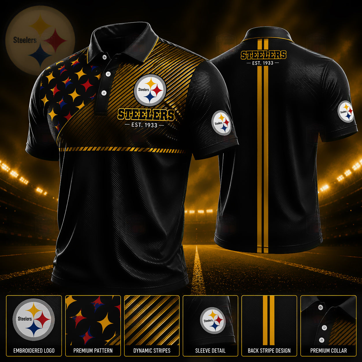 PREMIUM NFL X PIT GAMEDAY LUXURY POLO SHIRT 190626