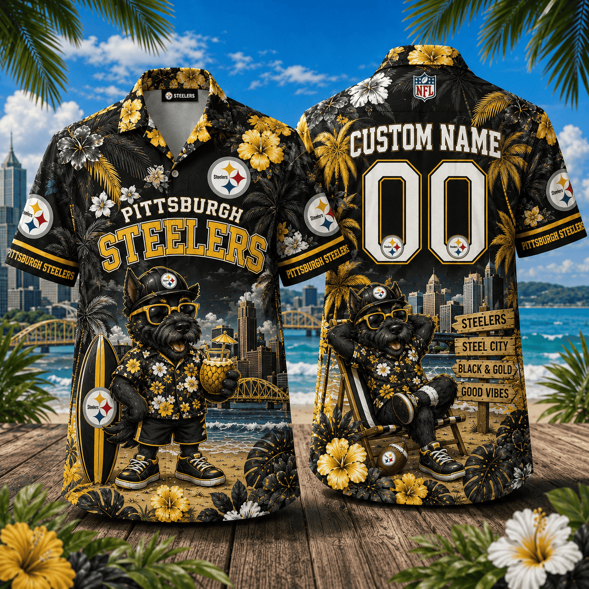 PREMIUM NFL X PIT Personalized Hawaiian Shirt FOR SUMMER HOLIDAY 190626