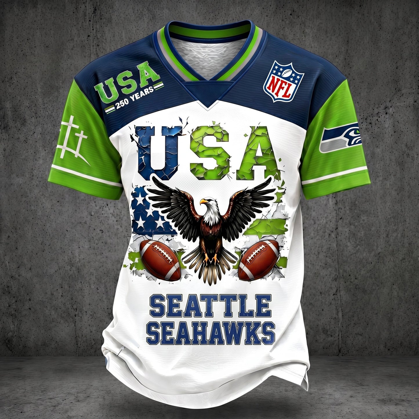 PREMIUM NFL X SS 250TH anniversary LUXURY V-Neck T- Shirt 130626