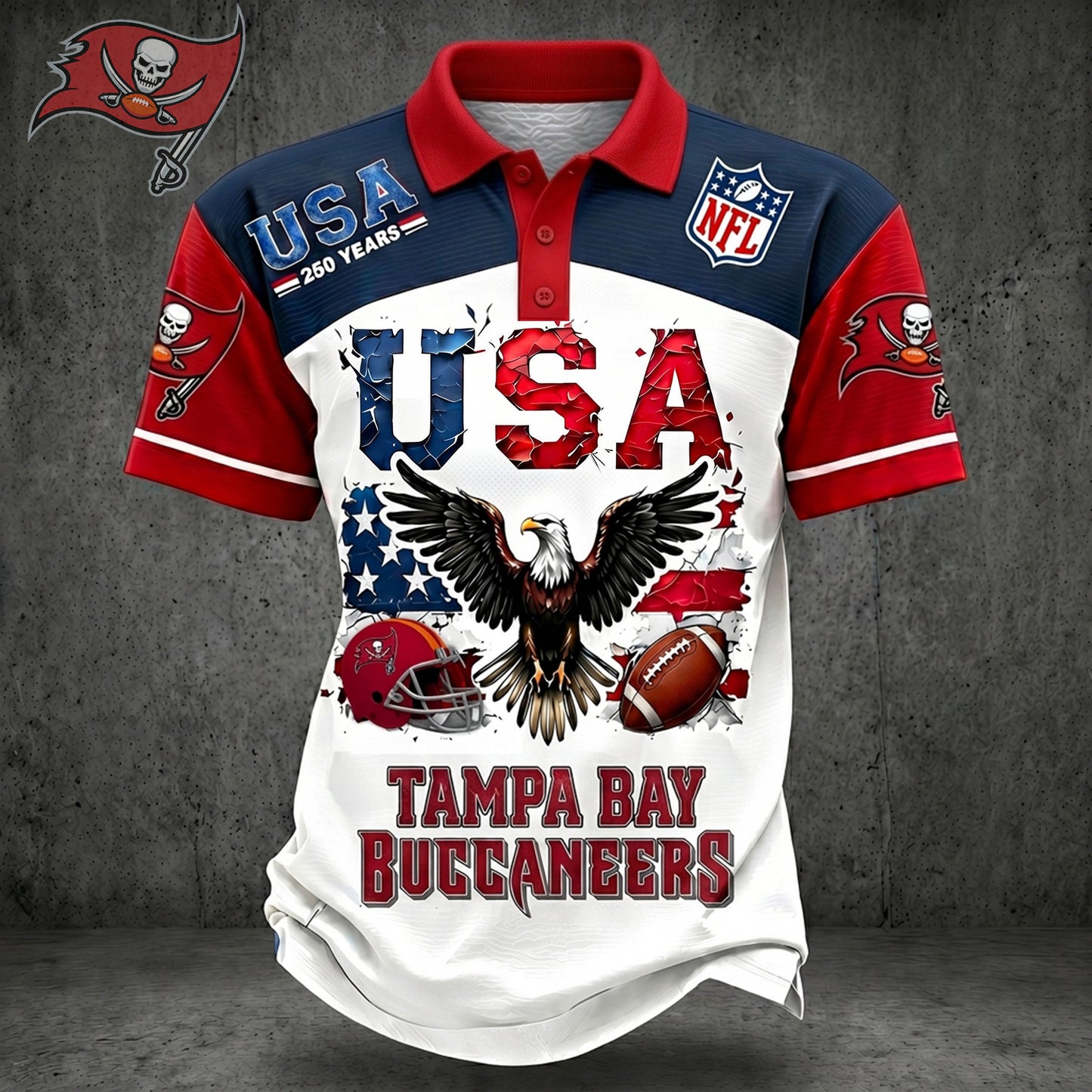PREMIUM NFL X TB 250TH Anniversary LUXURY POLO Shirt Shirt 170626