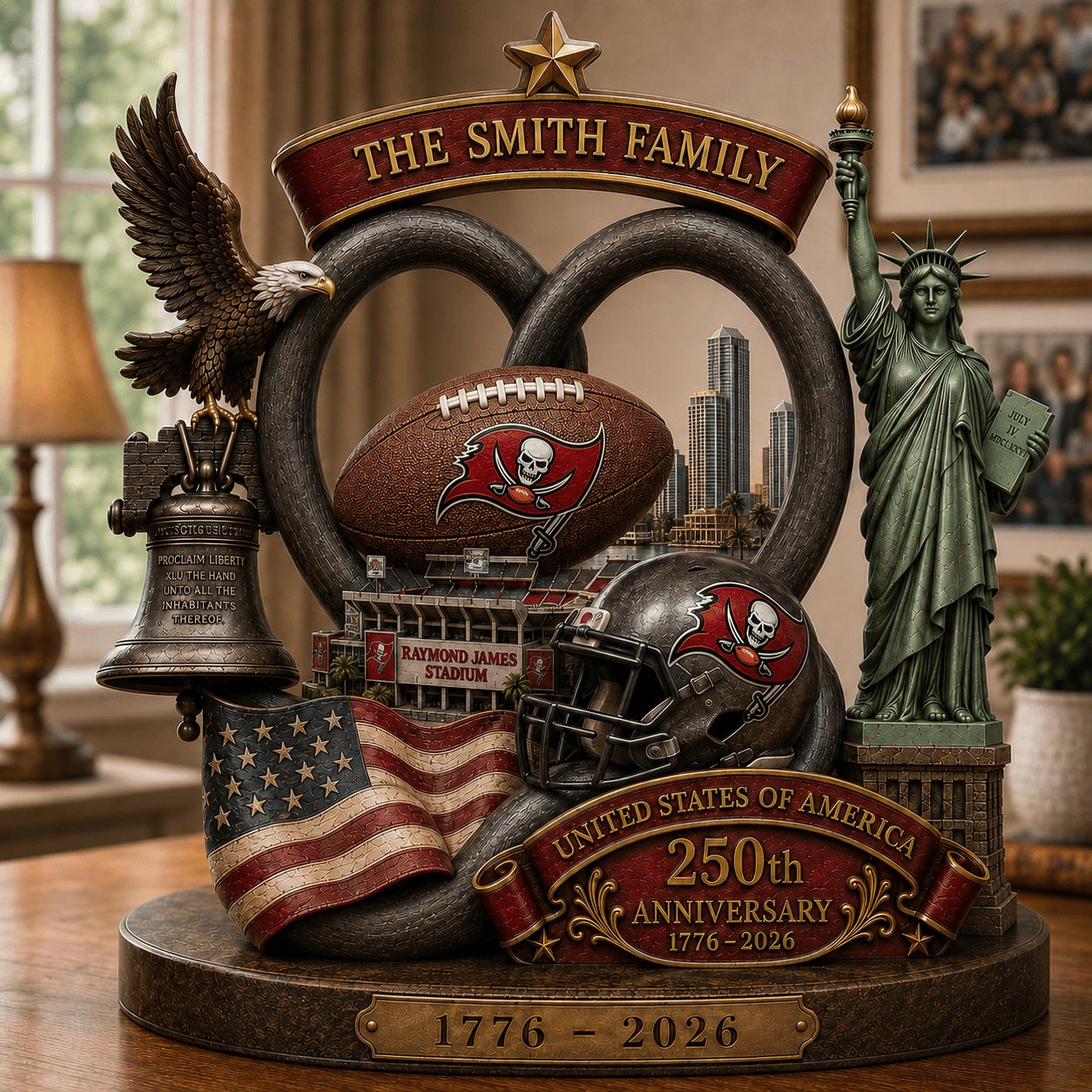 PREMIUM NFL X TB Team Mix 250th Anniversary Acrylic Block Plaque Custom Name 120626