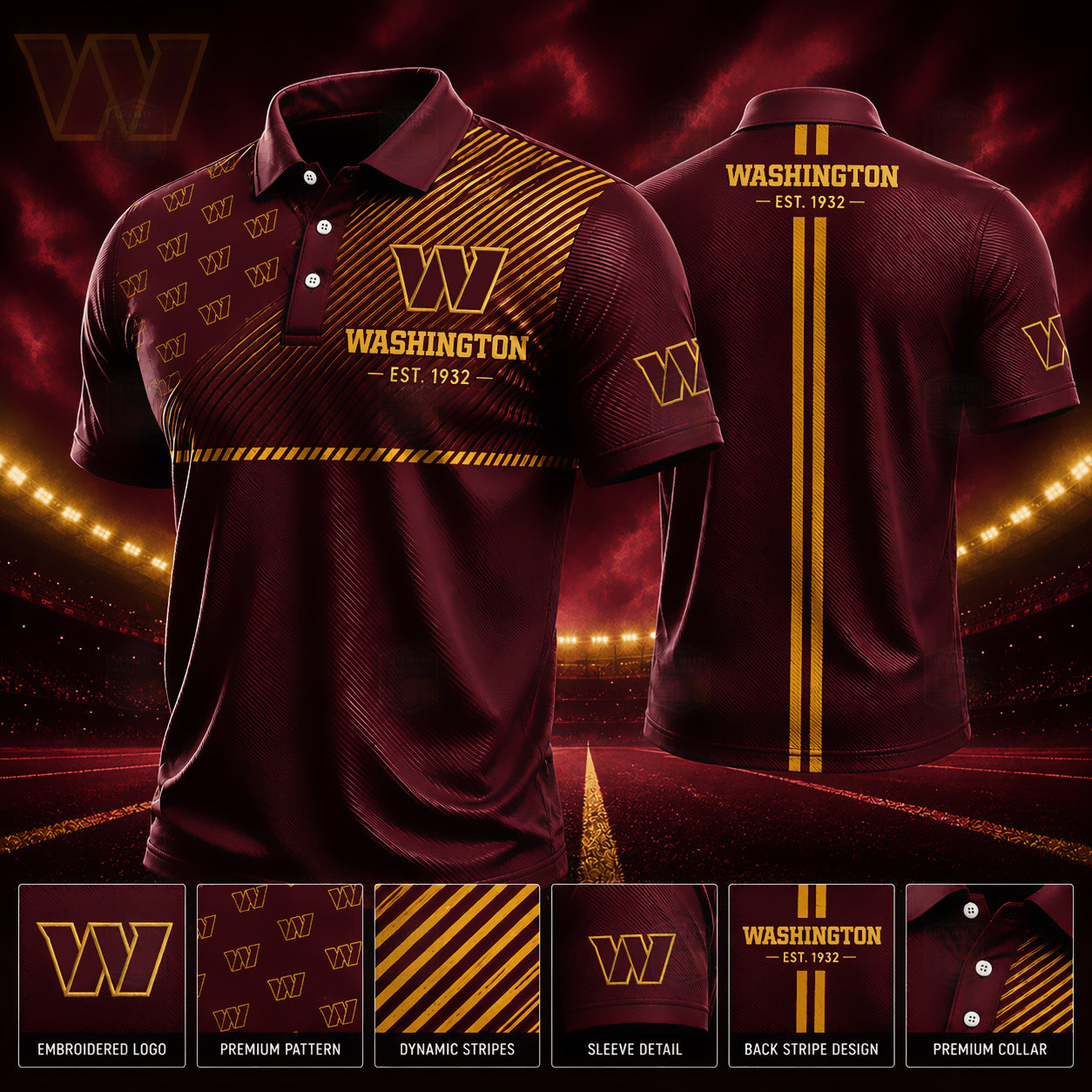 PREMIUM NFL X WAS GAMEDAY LUXURY POLO SHIRT 190626
