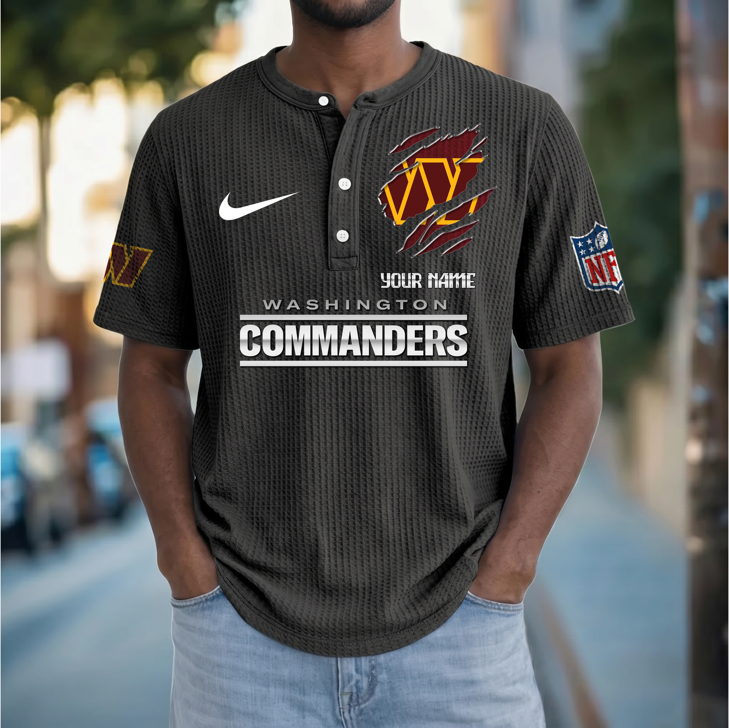 PREMIUM NFL X WC Crew neck button Henry Shirt Limited Editions NDT VHM 230426