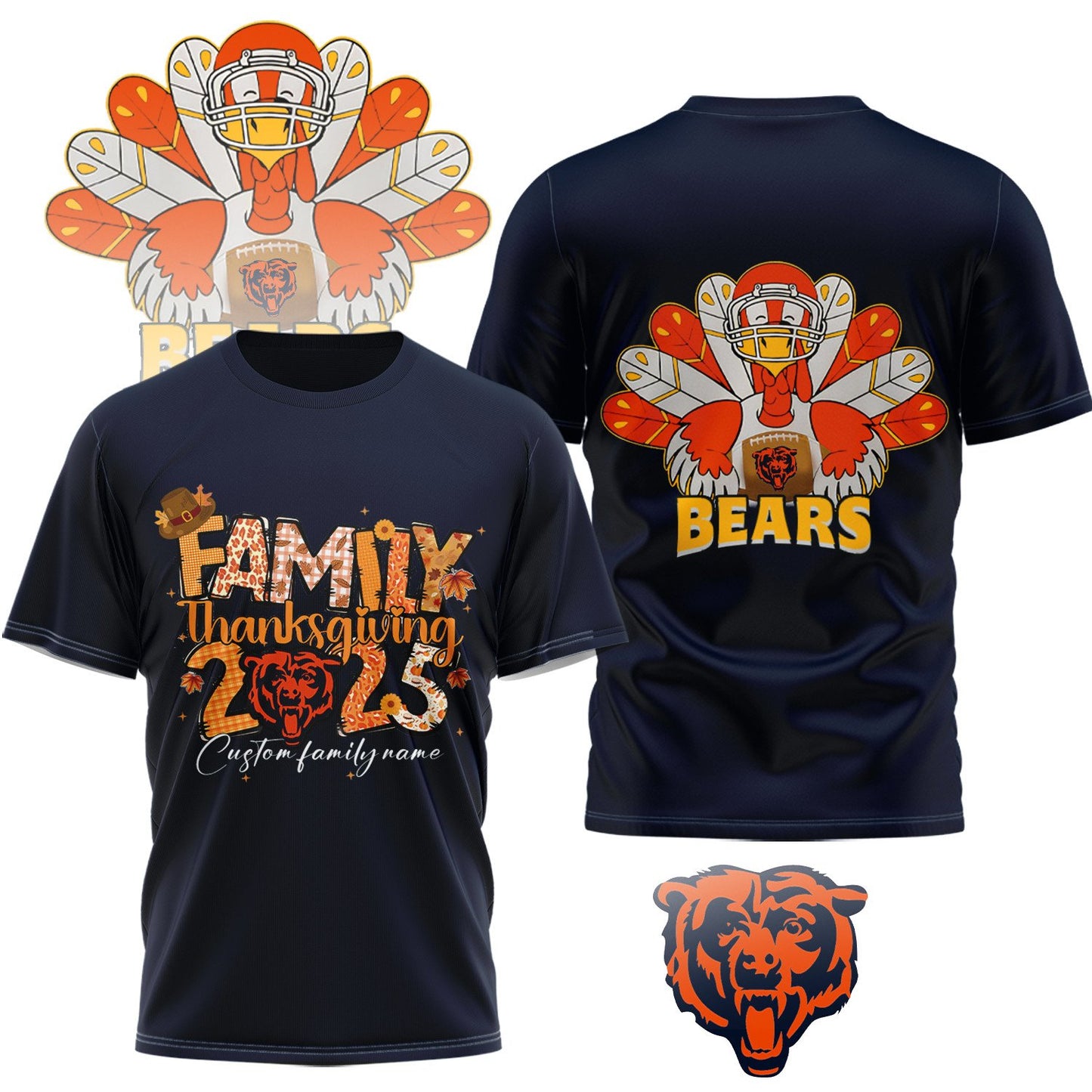 PREMIUM NFL x CHI Thanksgiving 3D Shirt NDT NHM