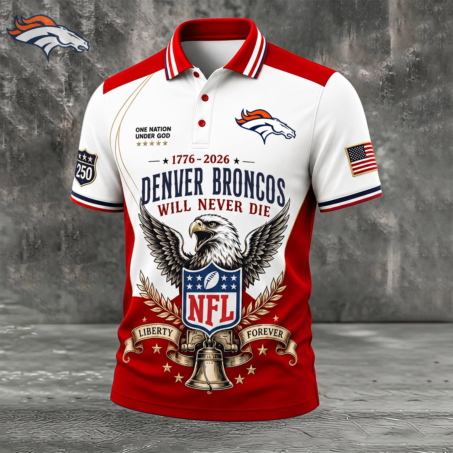 PREMIUM NFL x DEN EXCLUSIVE 250 Years Anniversary Of Freedom POLO SHIRT290626
