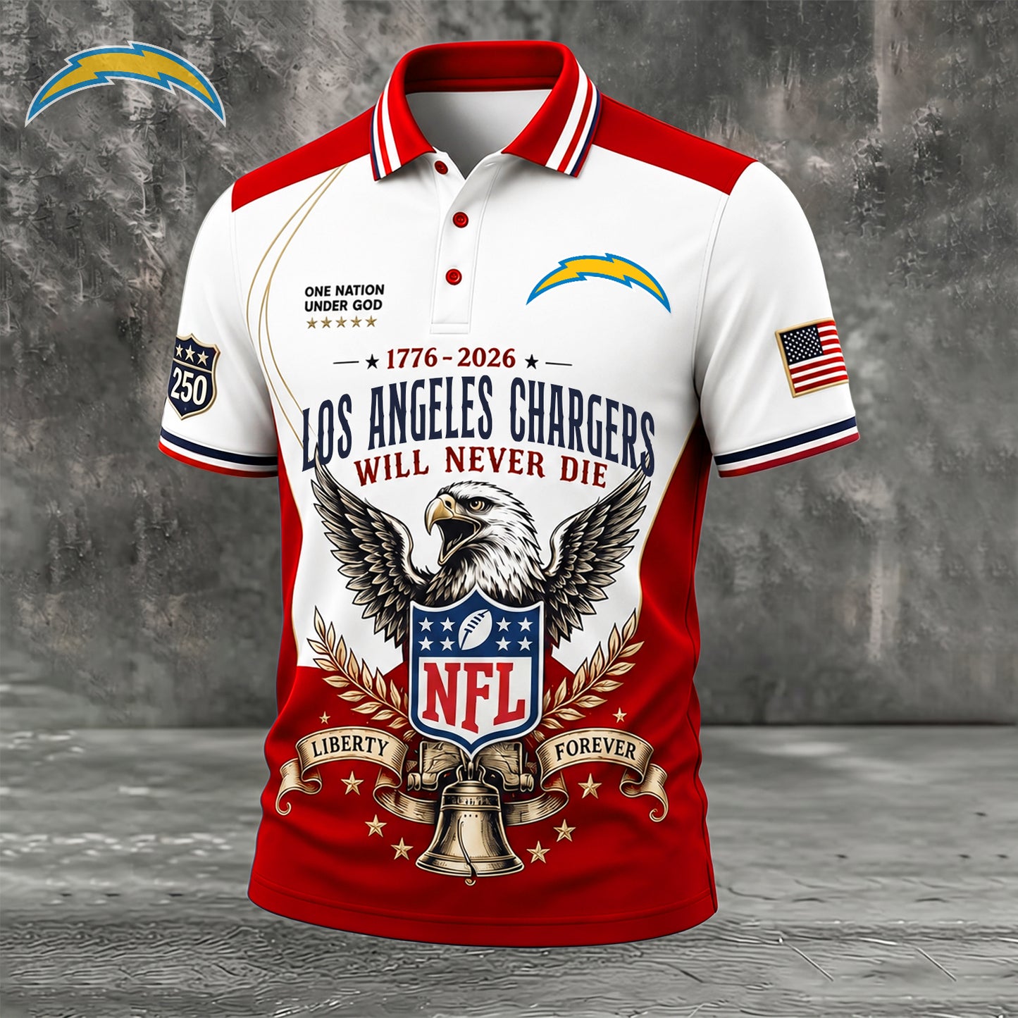 PREMIUM NFL x LAC EXCLUSIVE 250 Years Anniversary Of Freedom POLO SHIRT290626