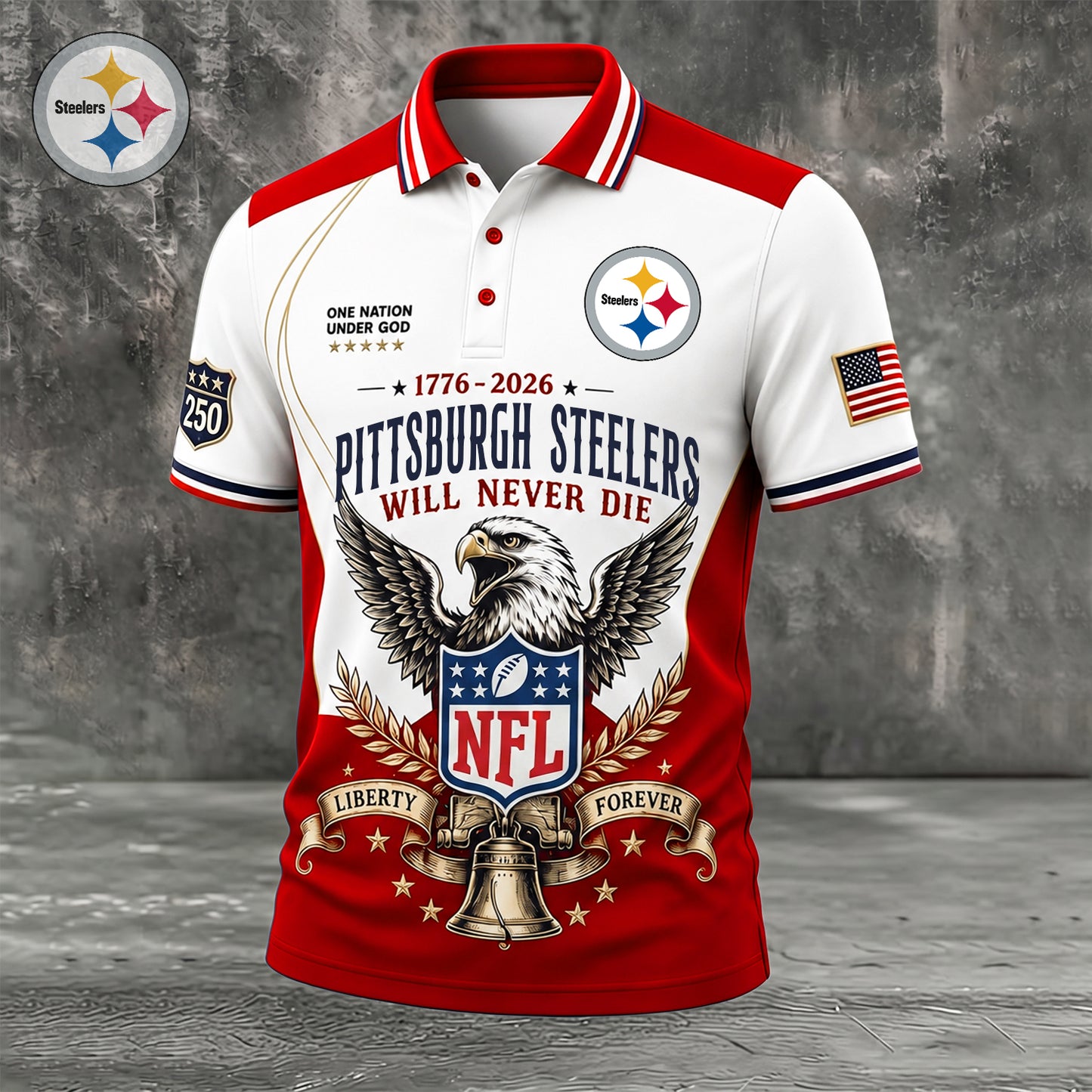 PREMIUM NFL x PIT EXCLUSIVE 250 Years Anniversary Of Freedom POLO SHIRT290626