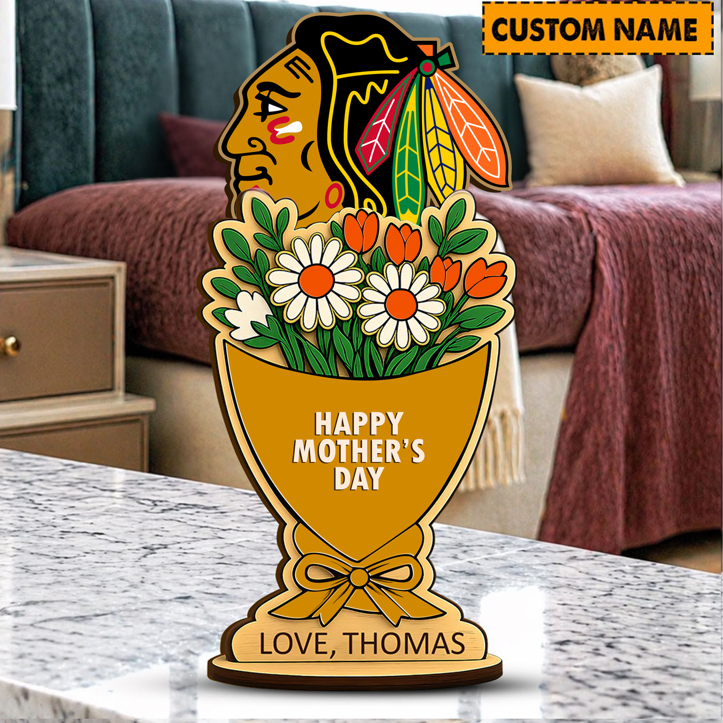 PREMIUM NHL X CB Custom Name Happy Mother's Day Wooden Plaque Gifts For Fan NDT VHM 170426