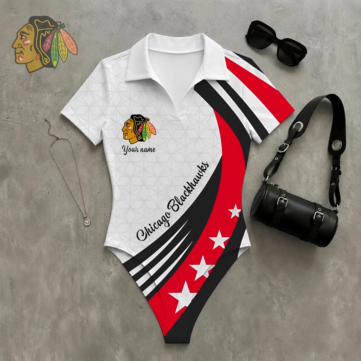 PREMIUM NHL X CB WomenŸ??s Slim-Fit V-Neck Polo Bodysuit NDT NHM 270526