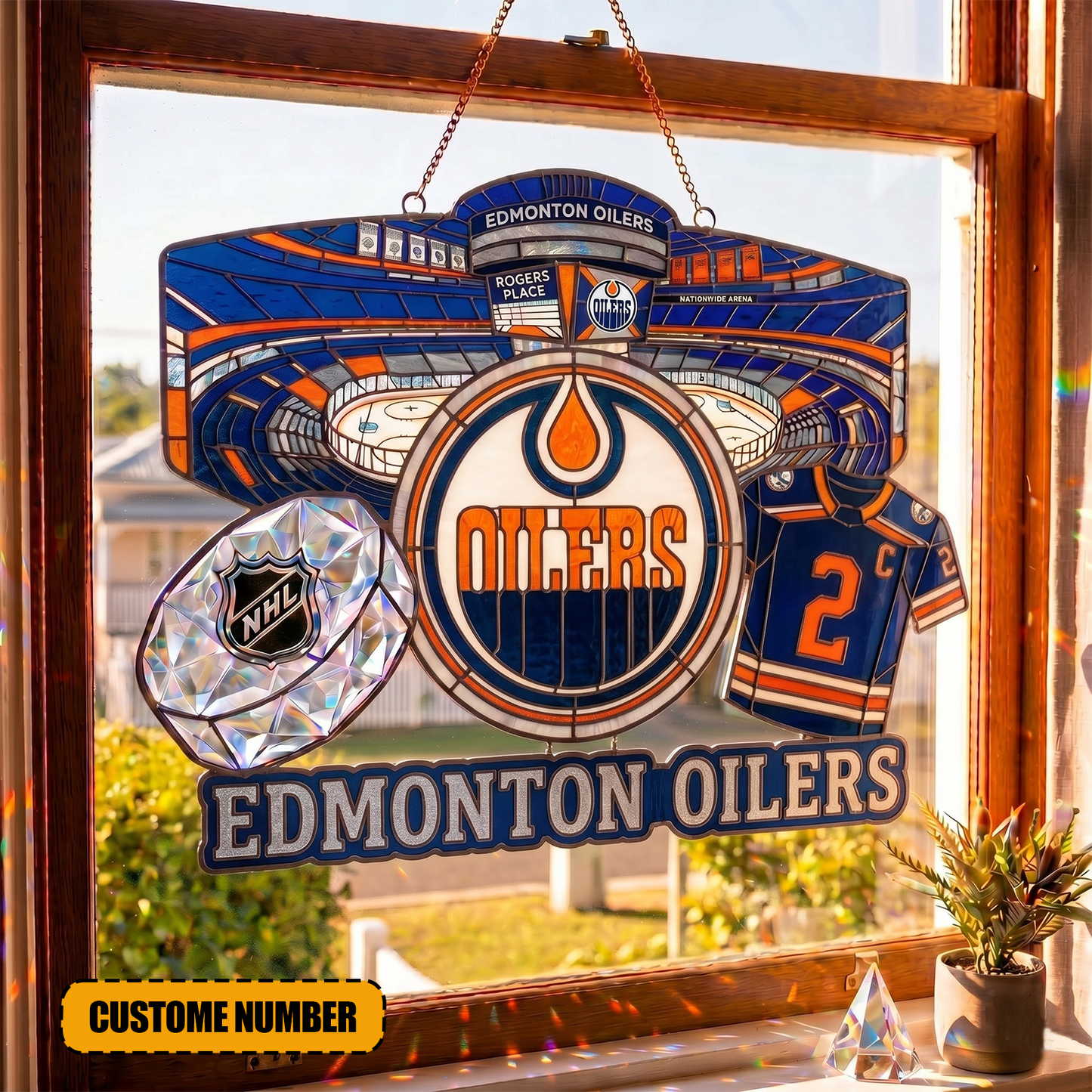 PREMIUM NHL X EO Suncatcher Custom Number Limited Edition NDT VHM 240426
