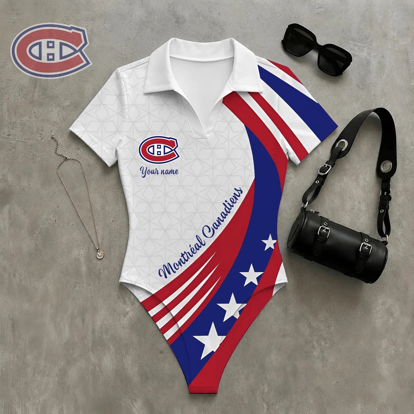 PREMIUM NHL X MC WomenŸ??s Slim-Fit V-Neck Polo Bodysuit NDT NHM 270526