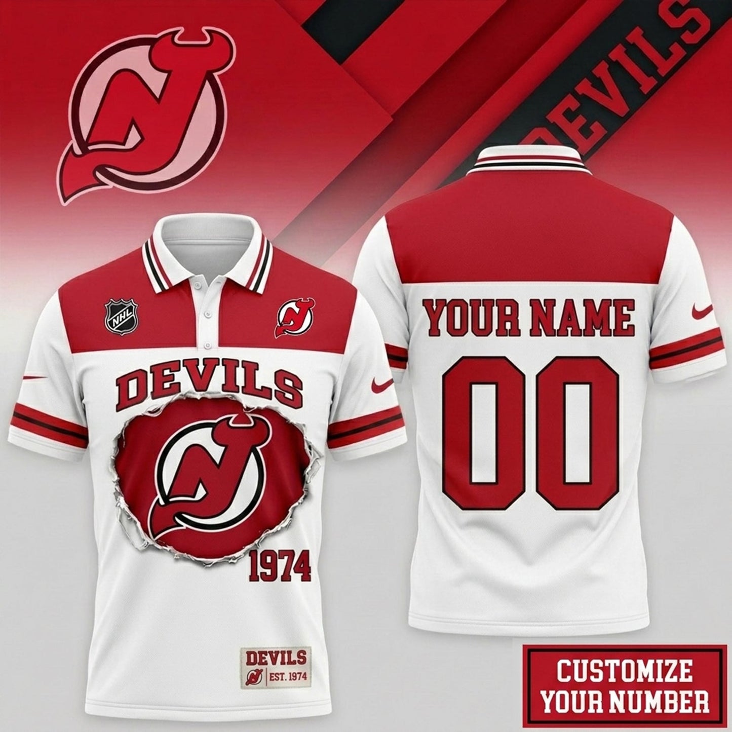 PREMIUM NHL X NJD CLASSIC POLO SHIRT LIMITED EDITIONS NDT NHM 010626