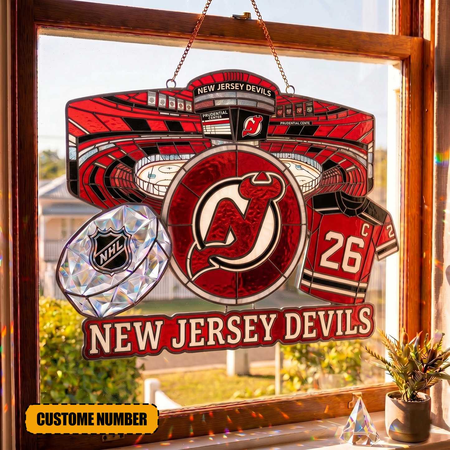PREMIUM NHL X NJD Suncatcher Custom Name Limited Edition NDT VHM 240426
