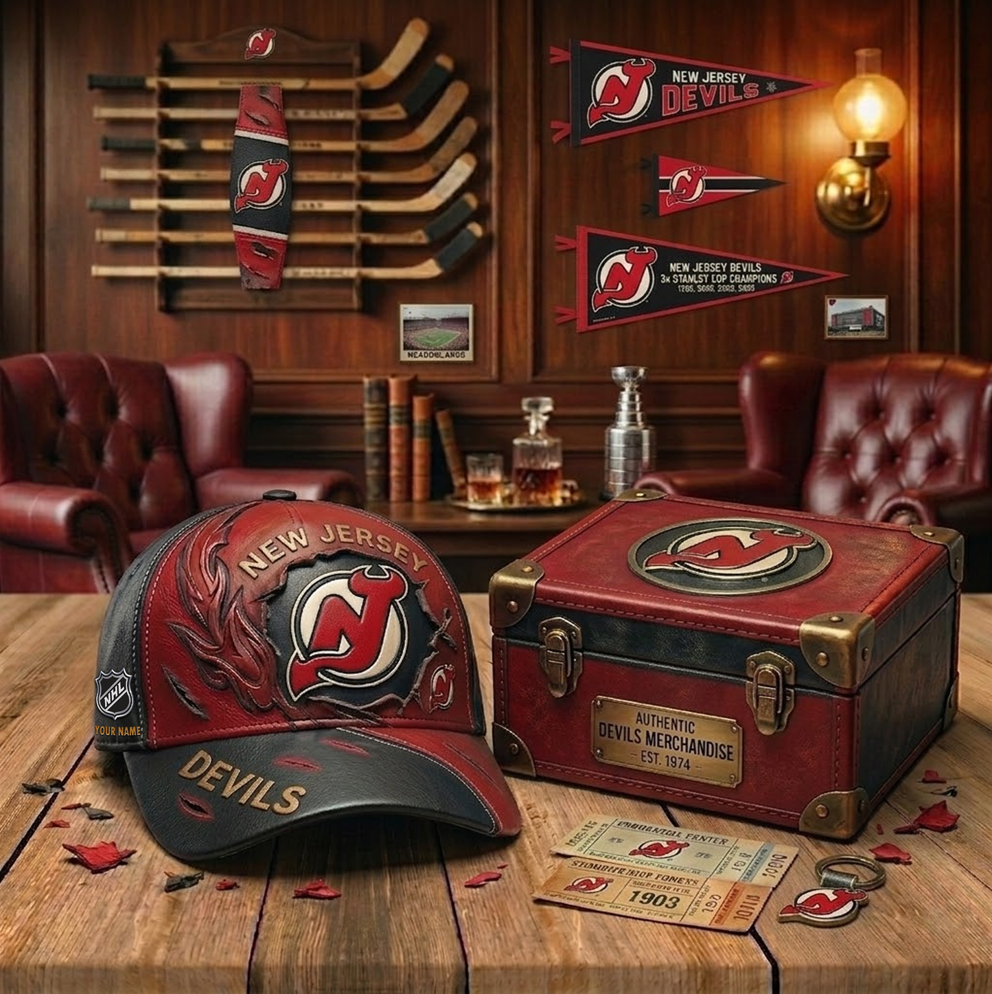 PREMIUM NHL X NJD VINTAGE CUSTOME NAME HAT NDT VHM 180426
