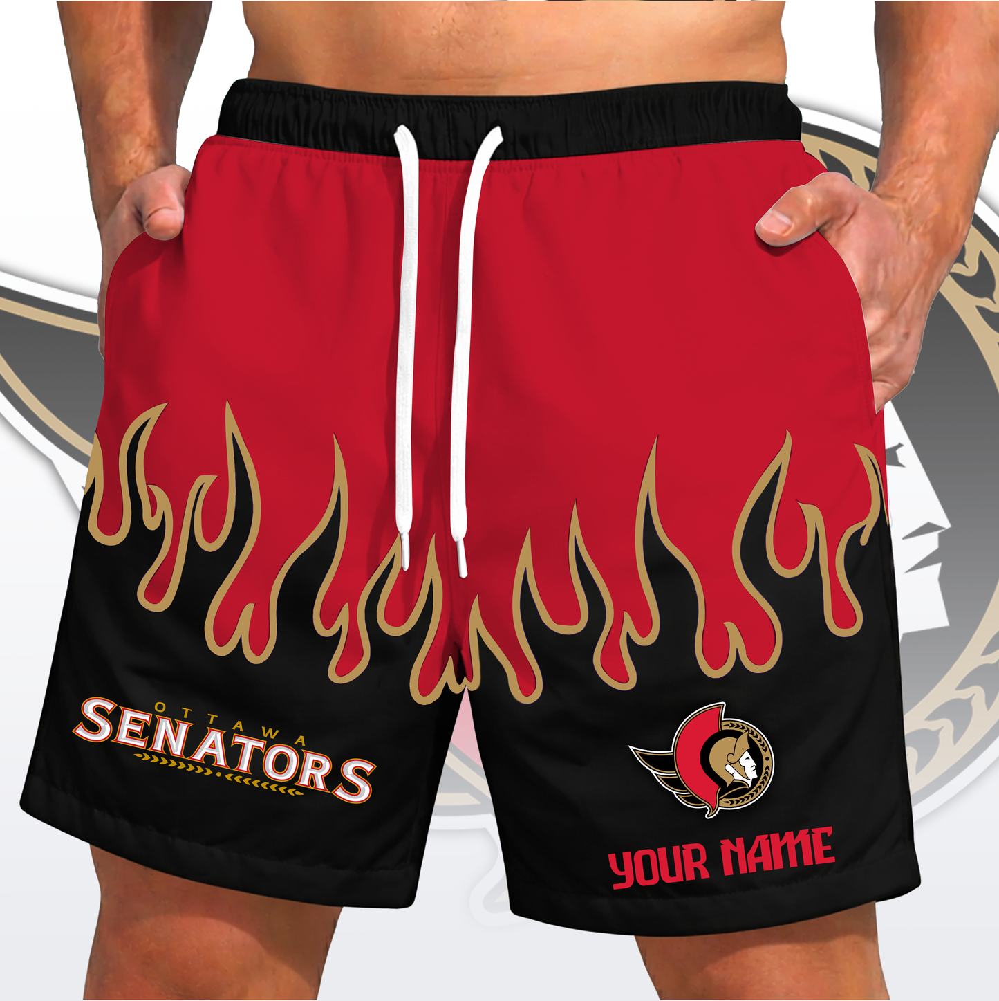 PREMIUM NHL X OS Fire Flame Short Pants Custom Name Limited Edition NDT VHM 200426