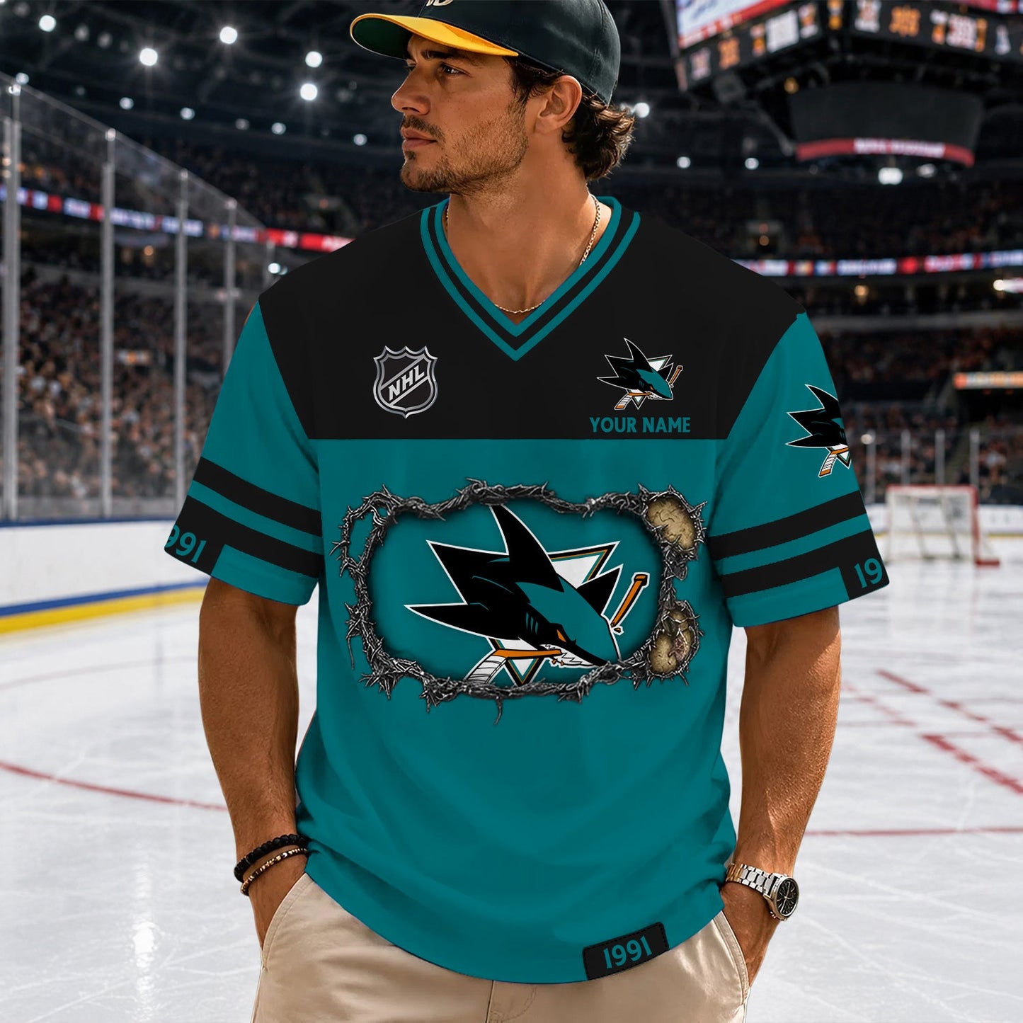 PREMIUM NHL X SJS Streetwear V-neck Shirt Custom Gifts For Fan NDT NHM 290526