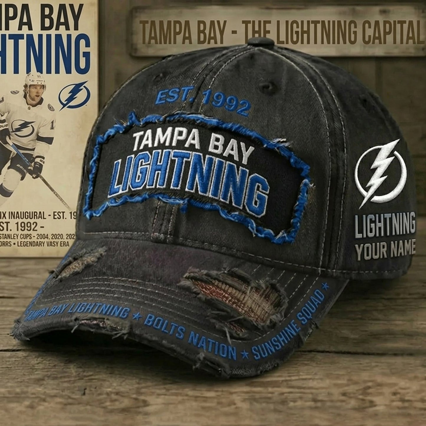 PREMIUM NHL X TBL Denim Washed Custom Name HAT NDT NHM 050526