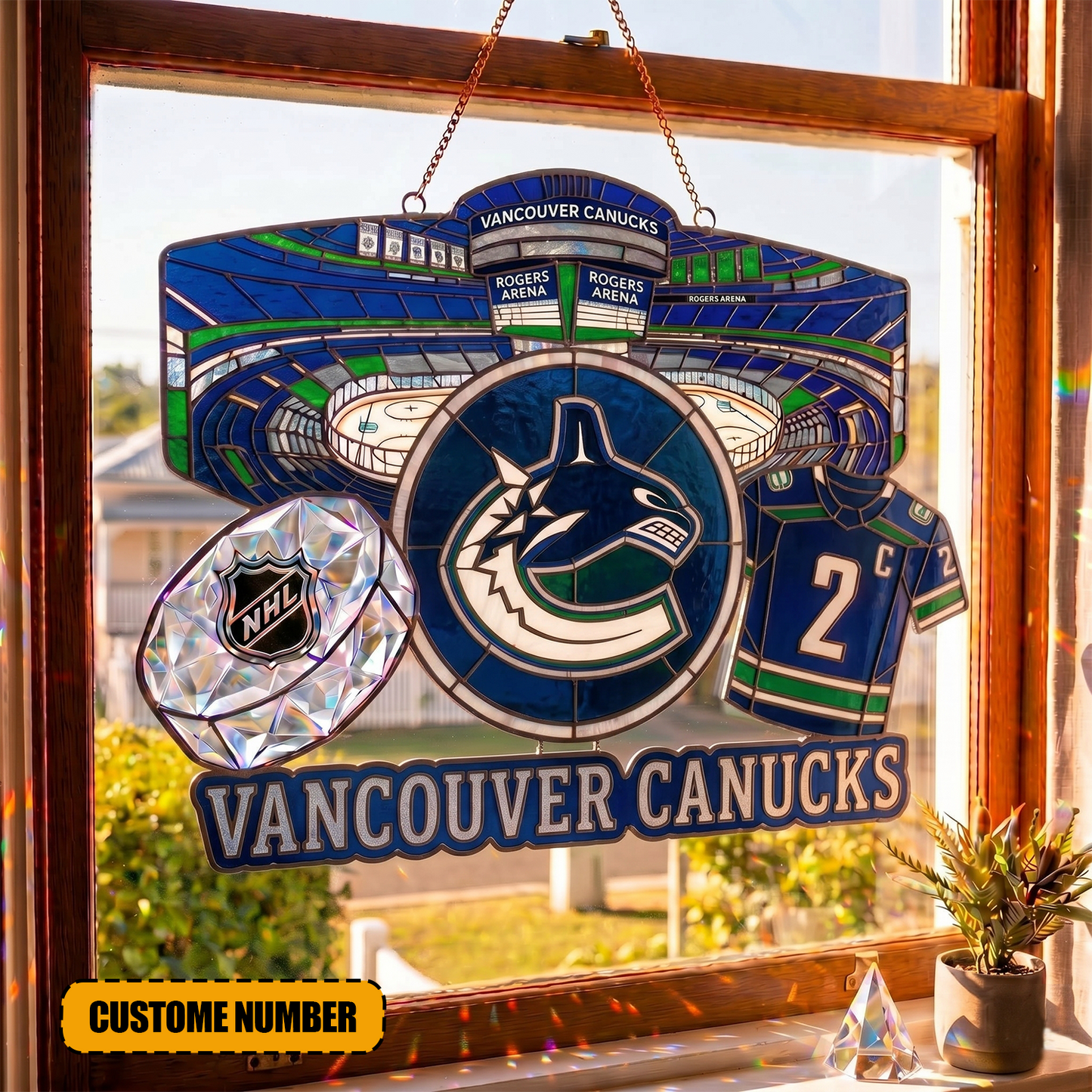 PREMIUM NHL X VC Suncatcher Custom Number Limited Edition NDT VHM 240426