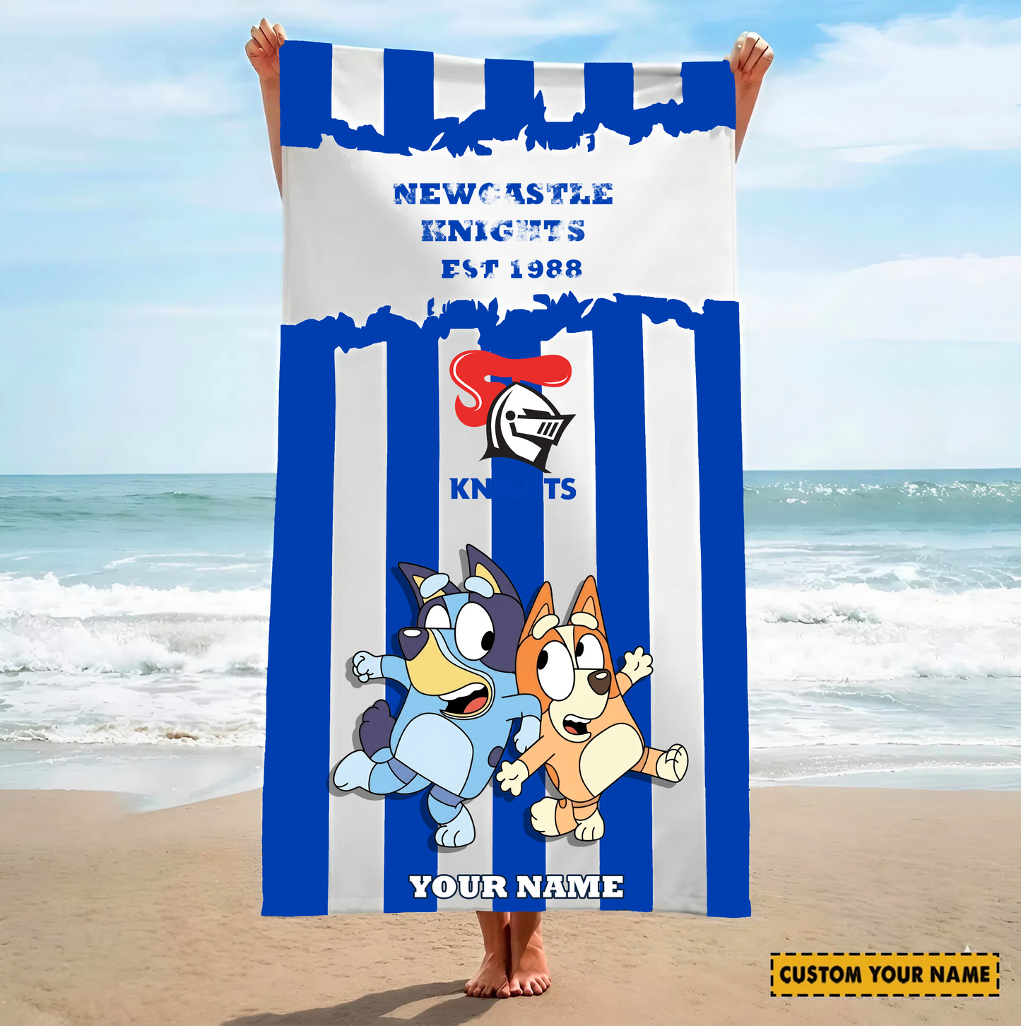 PREMIUM NRL X NK BLUEY&BINGO Beach Towel Personalized NDT VHM 280326