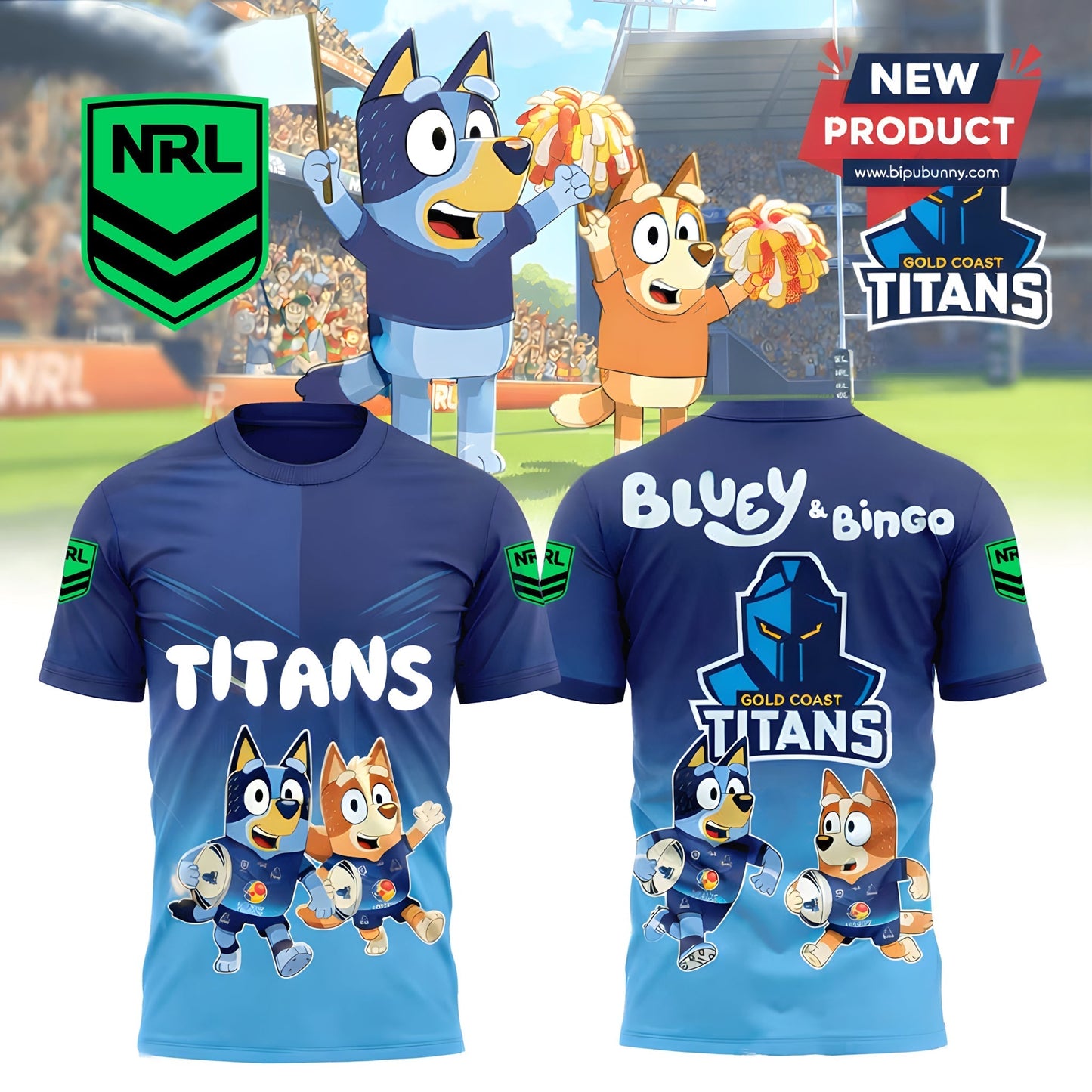 PREMIUM NRL X GCT Bluey & Bingo POLO SHIRT ƒ?? Limited 2026 NDT LVH
