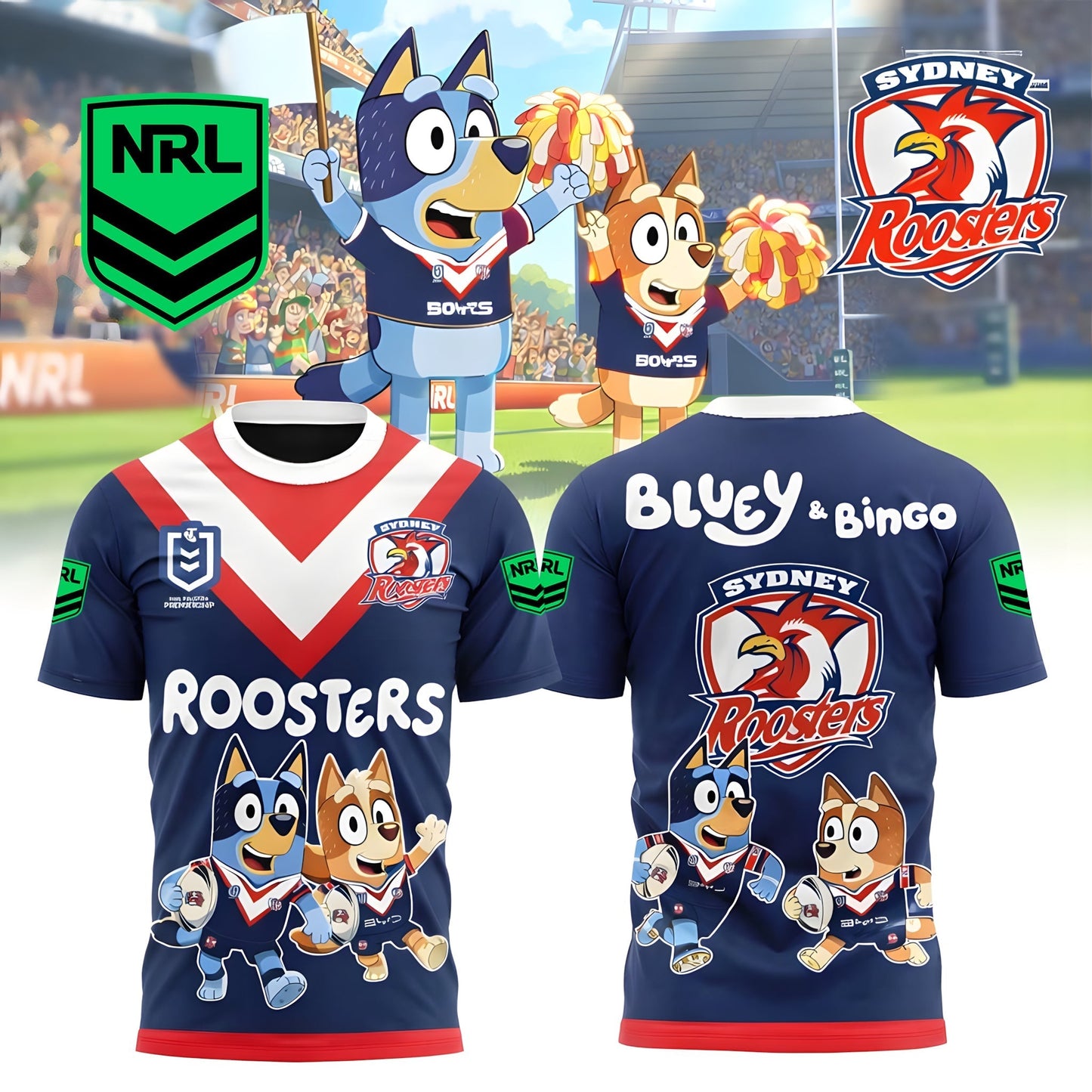 PREMIUM NRL X SR Bluey & Bingo POLO SHIRT ƒ?? Limited 2026 NDT LVH