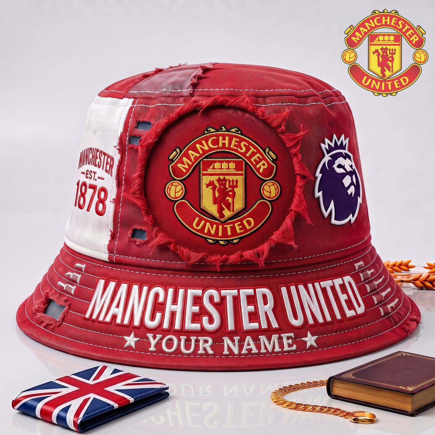 PREMIUM EPL X MU EXCLUSIVE Torn Fabric Legacy Bucket Hat For New Season NDT NHM 010726
