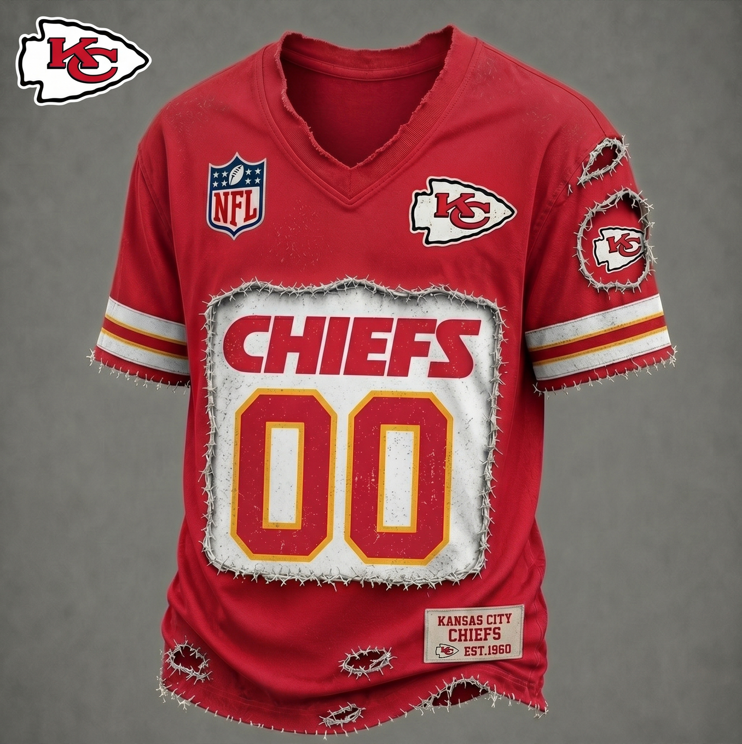 PREMIUM NFL X KCC LUXURY V-NECK T-SHIRT CUSTOME NUMBER FOR SEASON SUMMER NDT VHM 200626