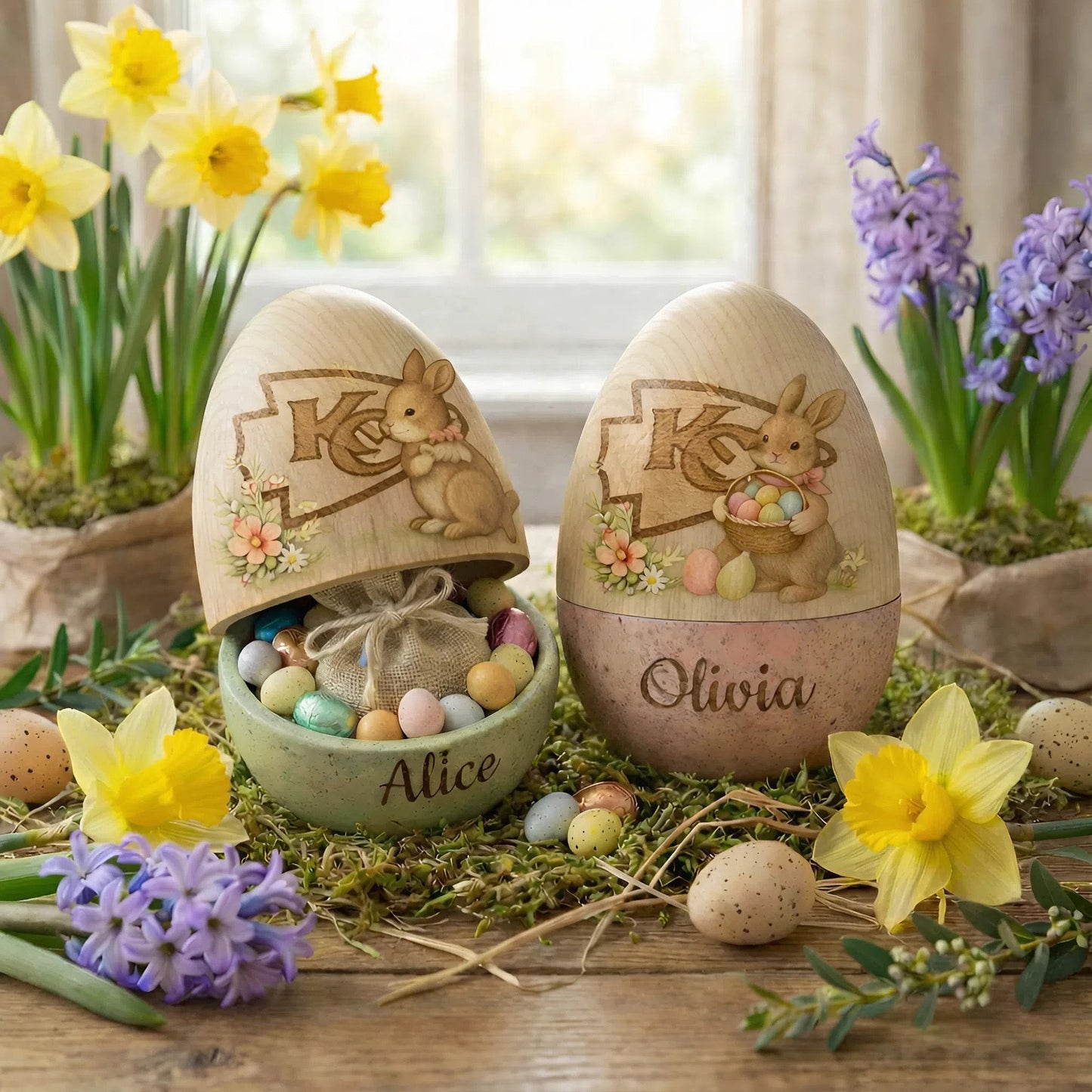 PREMIUM ?�??�???�?? X KCC Personalized Hollow Wooden Easter Egg NDT NHM 270226
