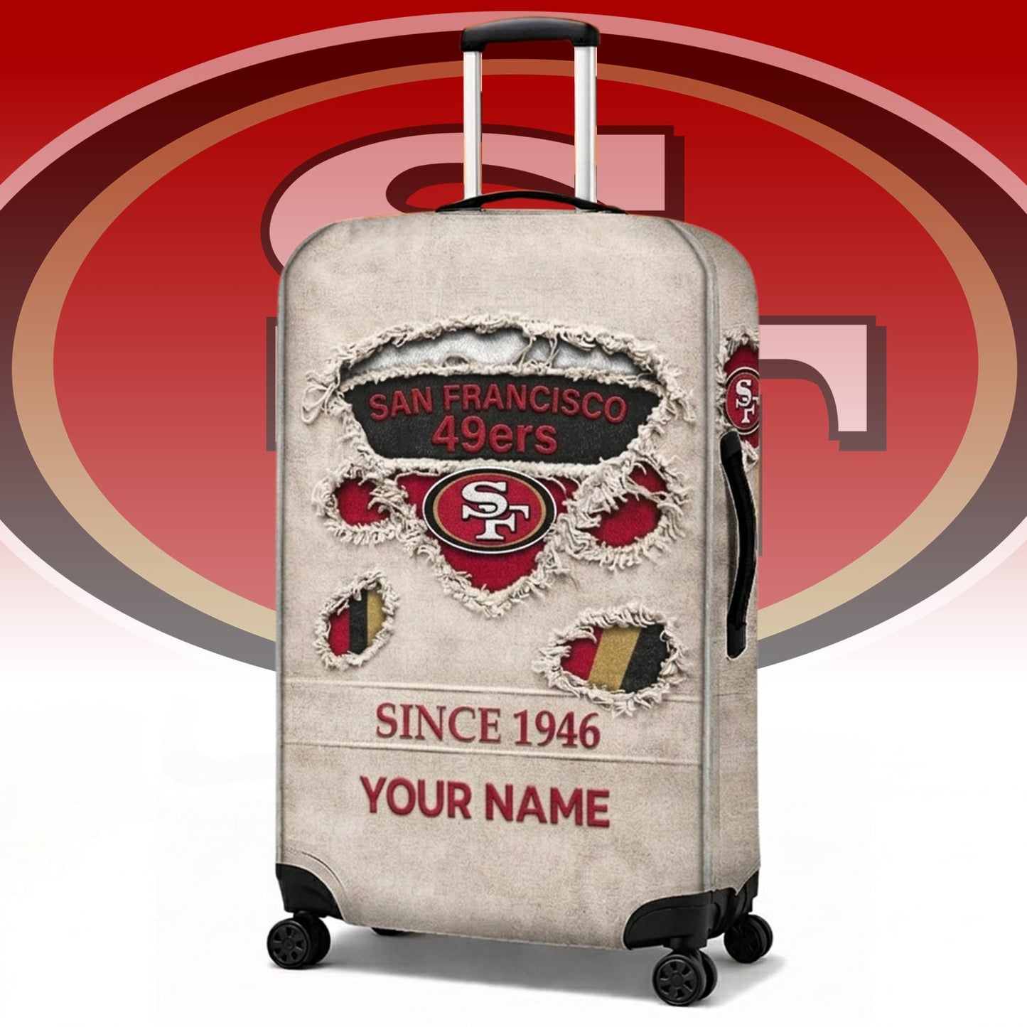 PREMIUM NFL X SF Vintage Luggage Cover Custom Name NDT NHM 060426