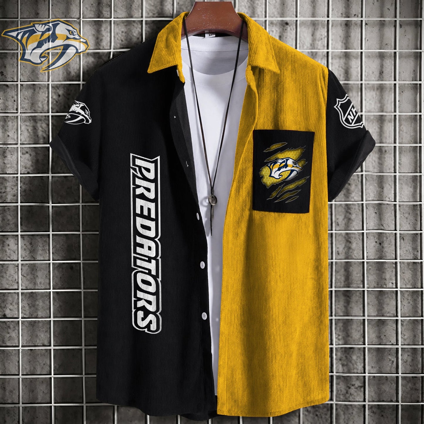 PREMIUM NHL X NP Patchwork Lapel Striped Shirts Limited Editions NDT NHM 240526