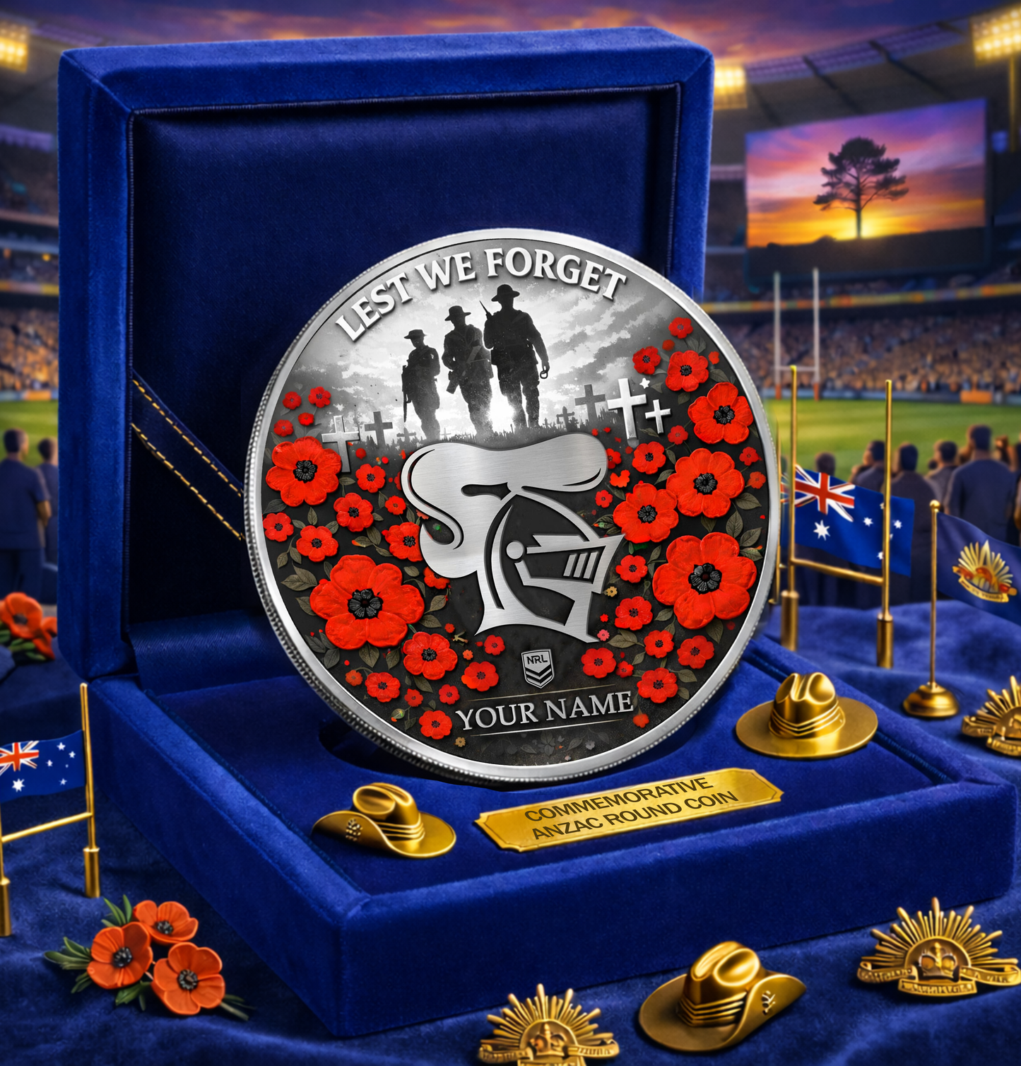 PREMIUM NRL X NK Anzac Day 2026 Commemorative Coin Custom Name Limited Edition NDT VHM 160326