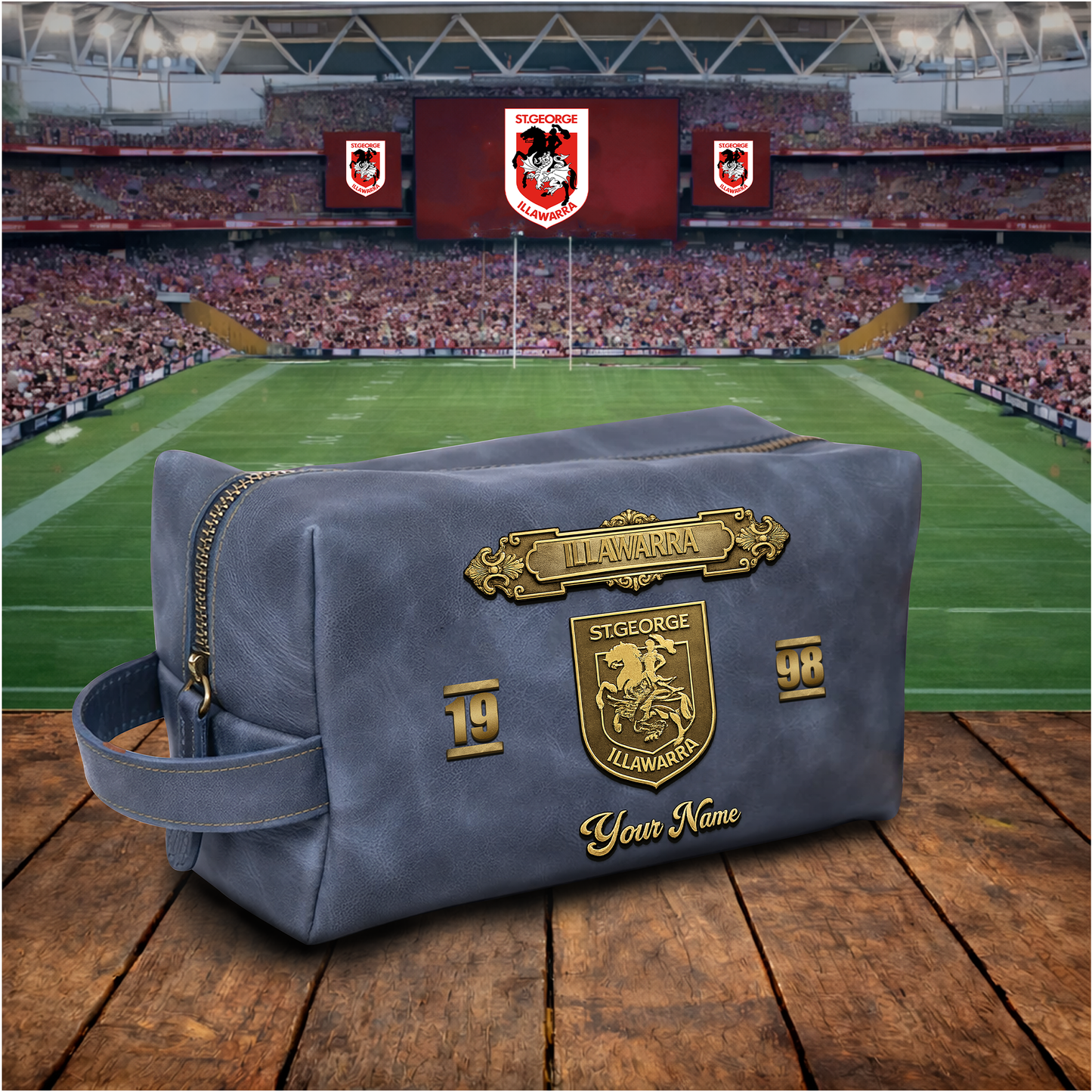PREMIUM NRL X SGID 3D EMBOSSED LEATHER TOILETRY BAG Limited Edition NDT VHM