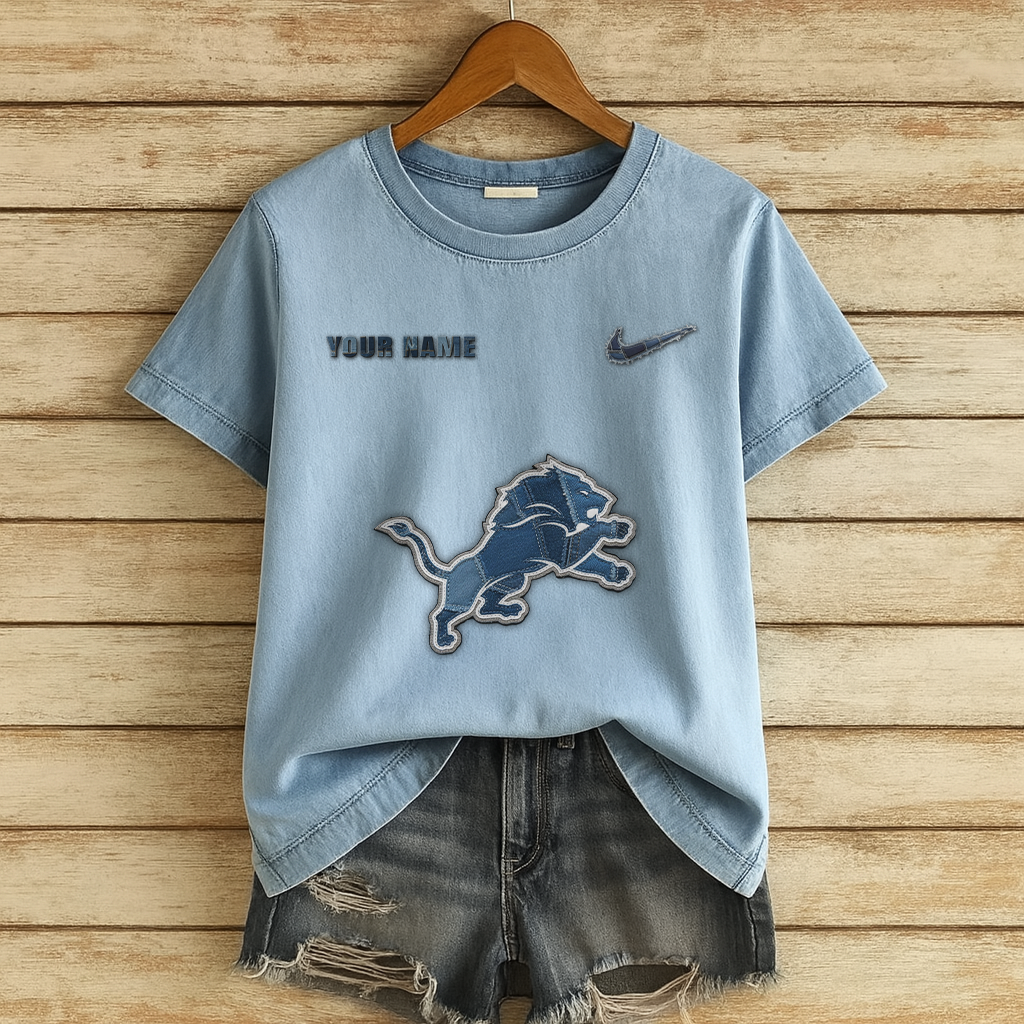 Personalized DL x NFL Denim Patchwork Art Shirt DDT NTL