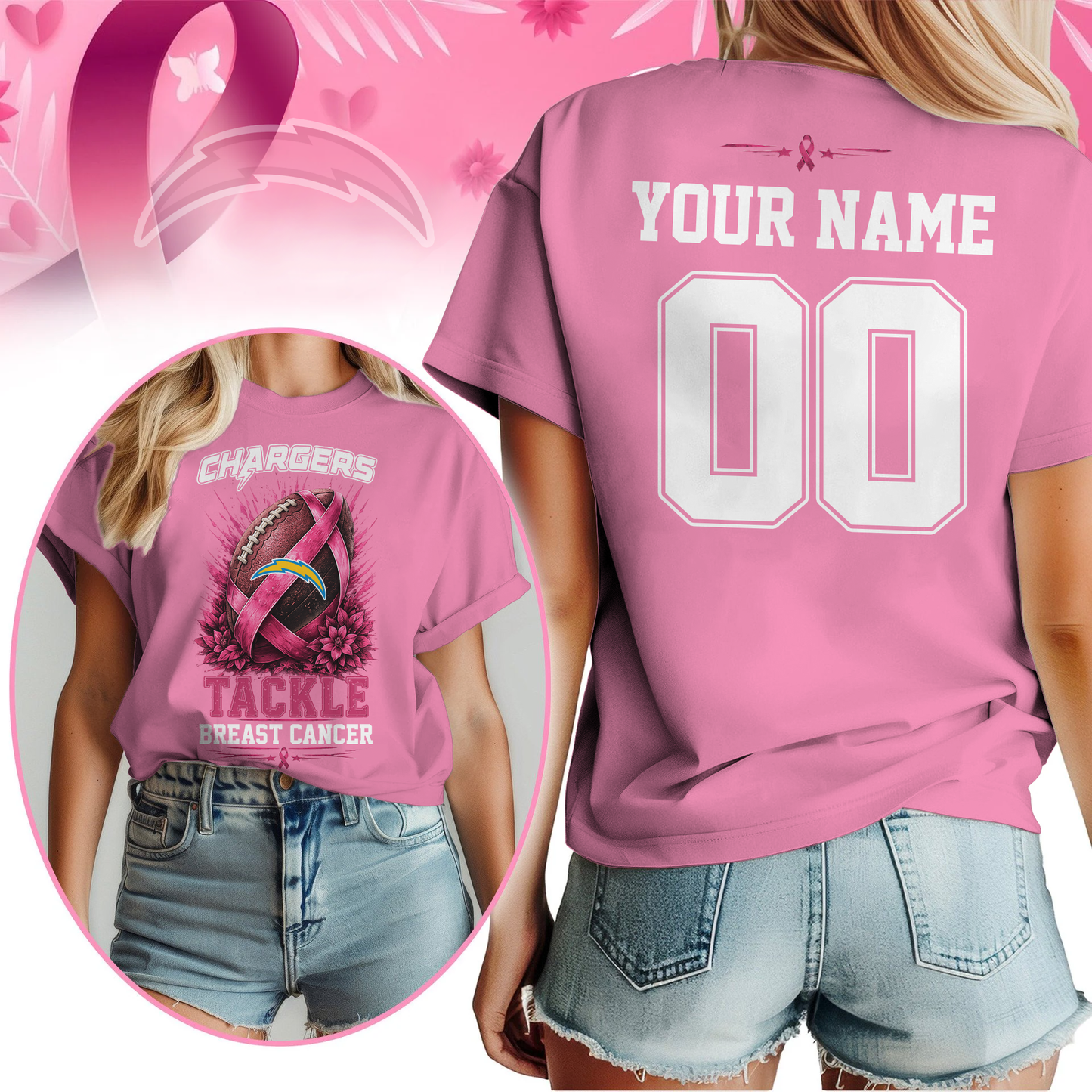 Personalized LAC x NFL Premium Tackle Breast Cancer Shirt