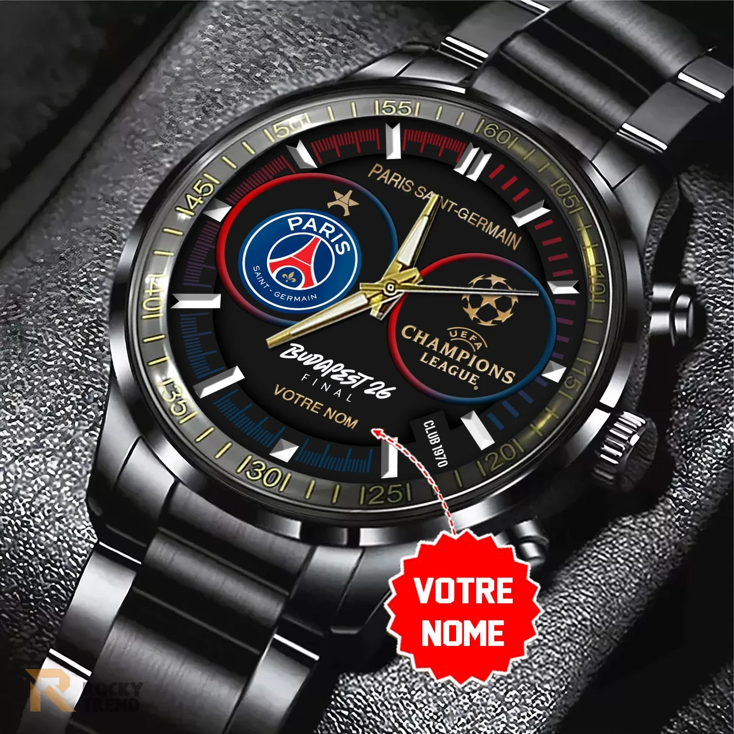 Personalized PSG x 2026 Champions Alloy Luxury Quartz Watch V4 DATND TANTD 180526